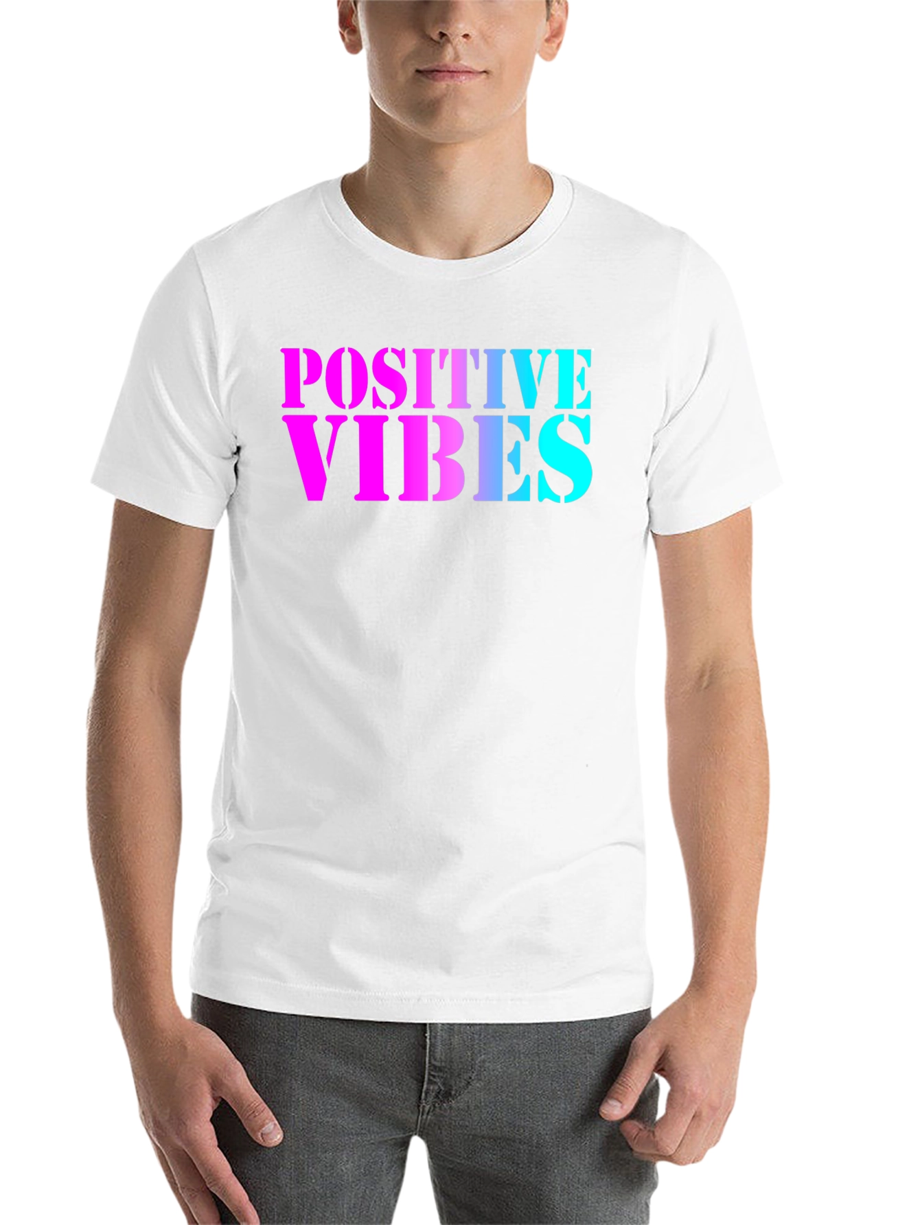 Black Positive Vibes T-Shirt - Black Crew Neck Tee view 14