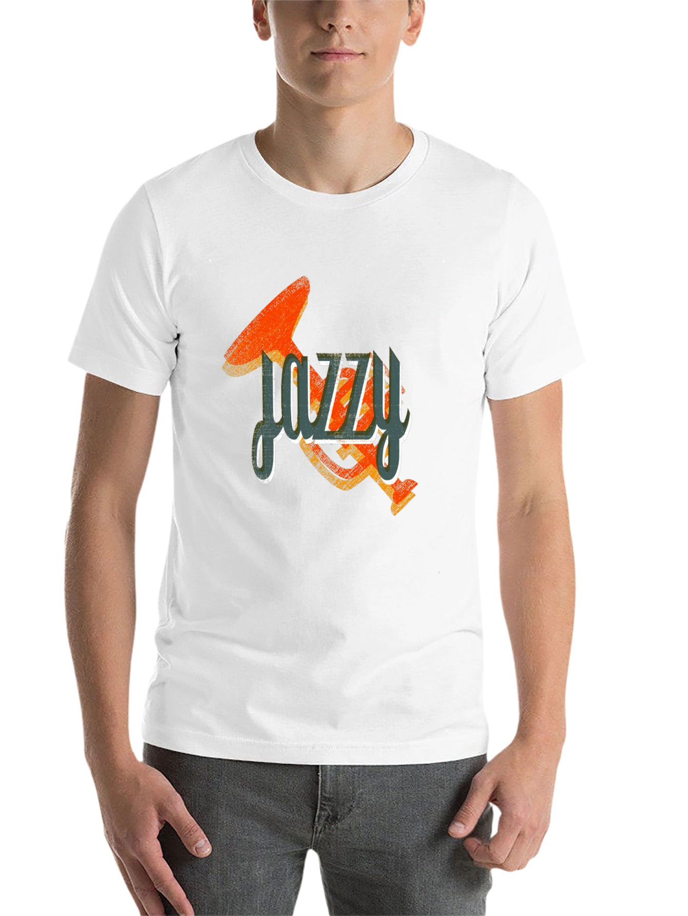 Black Jazzy Trumpet Graphic Tee - Cool Music T-Shirt view 14