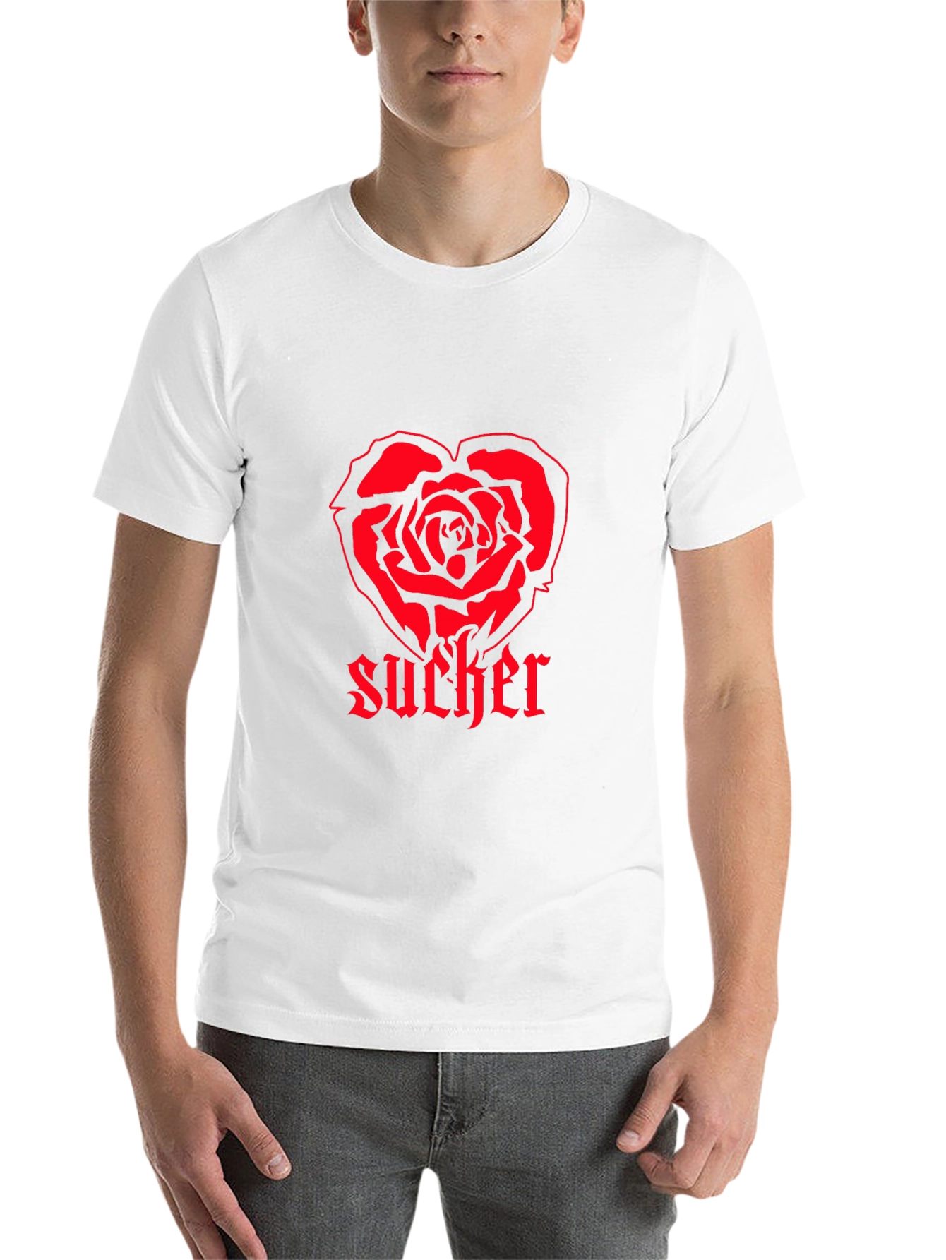 Black Sucker Heart Rose Graphic T-Shirt view 14