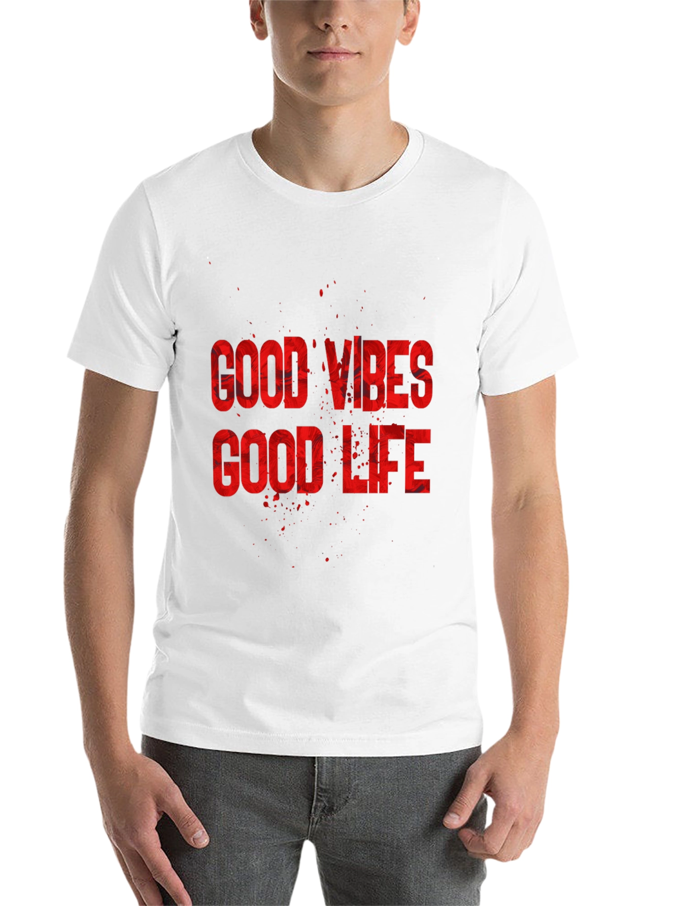 Black Good Vibes Good Life Graphic Tee - Men's Casual T-Shirt view 14