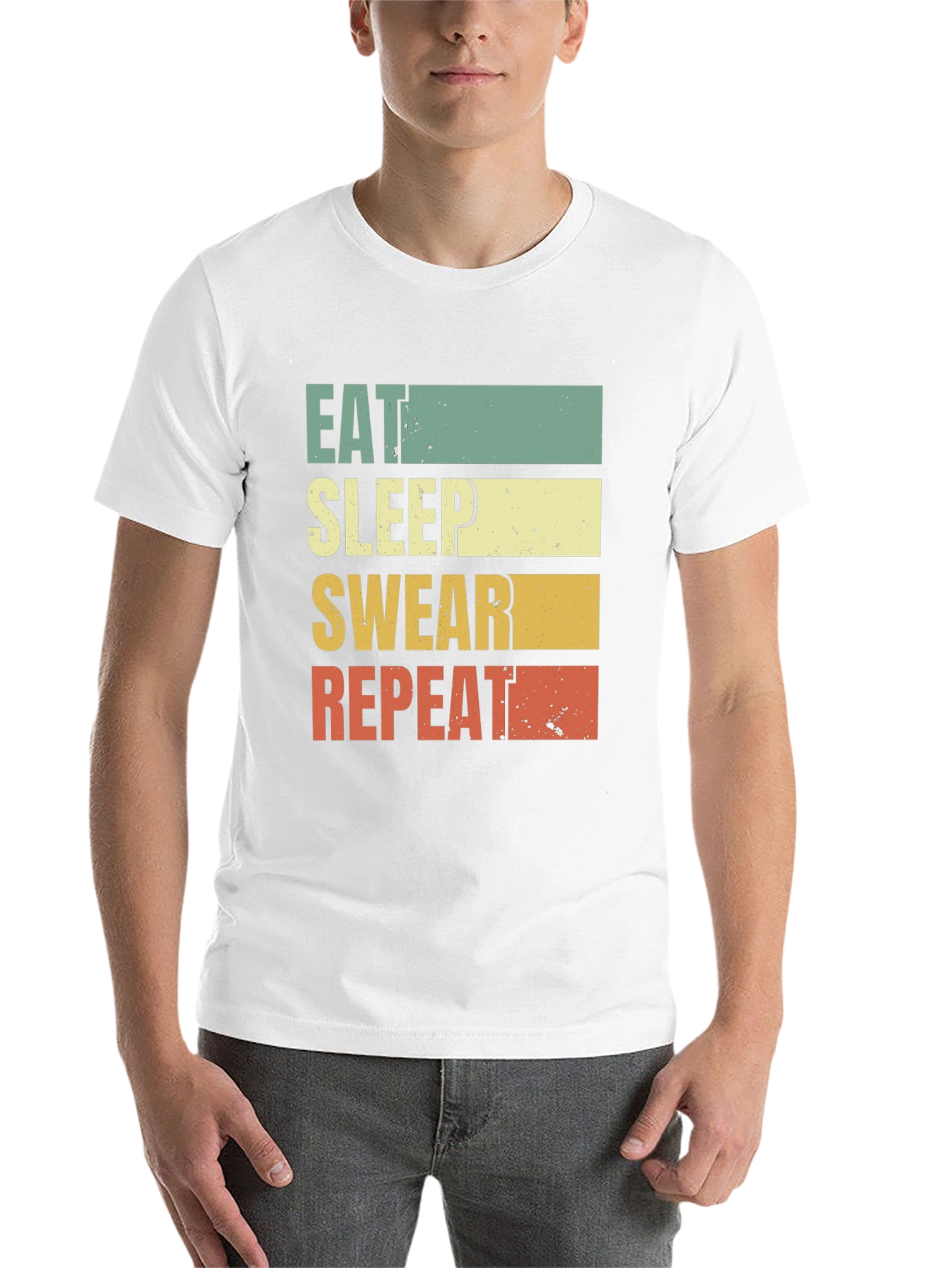 Black Eat Sleep Swear Repeat T-Shirt - Funny Graphic Tee view 14