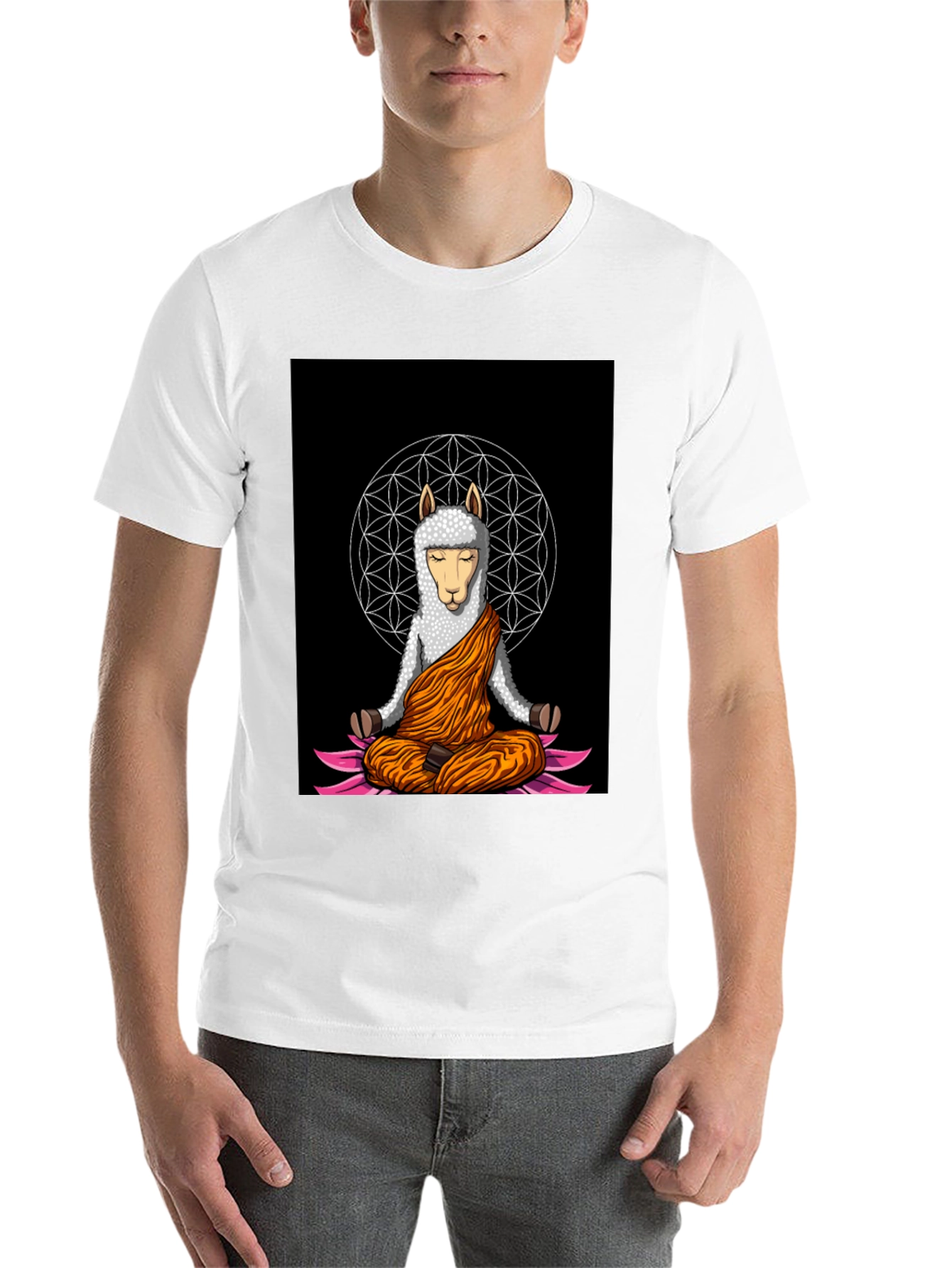 Black Meditating Llama Graphic T-Shirt - Zen Style view 14