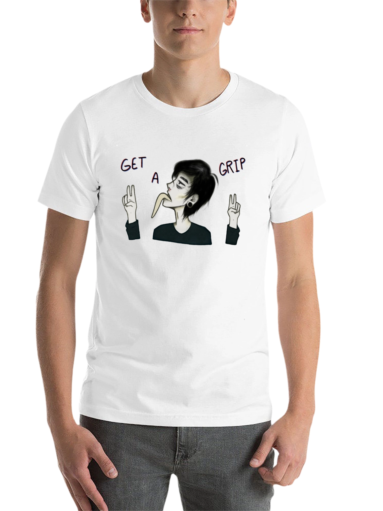 Black Get a Grip Graphic Tee - Unisex Black T-Shirt view 14