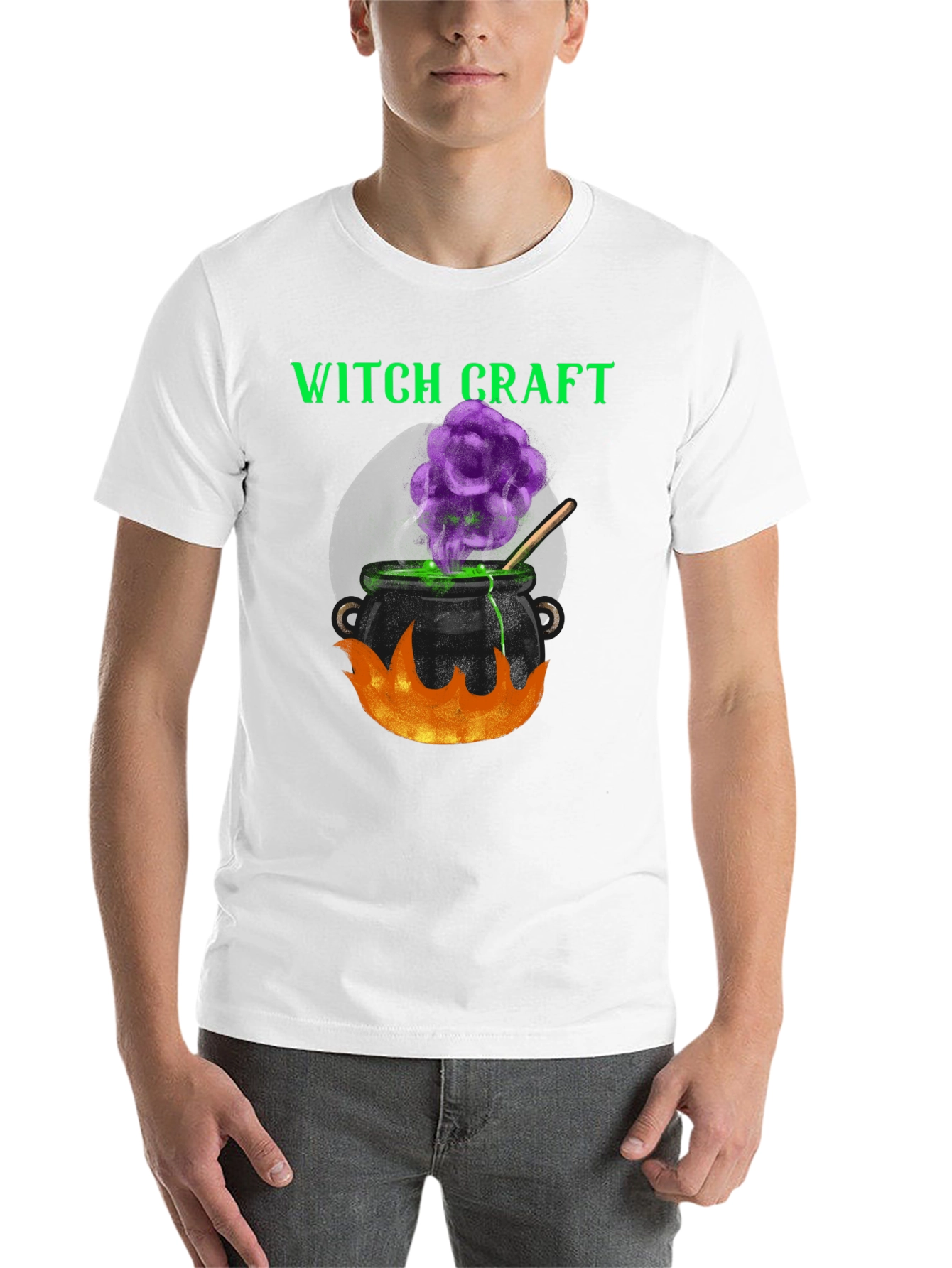 Black Witchcraft Cauldron Graphic Tee - Halloween Apparel view 14