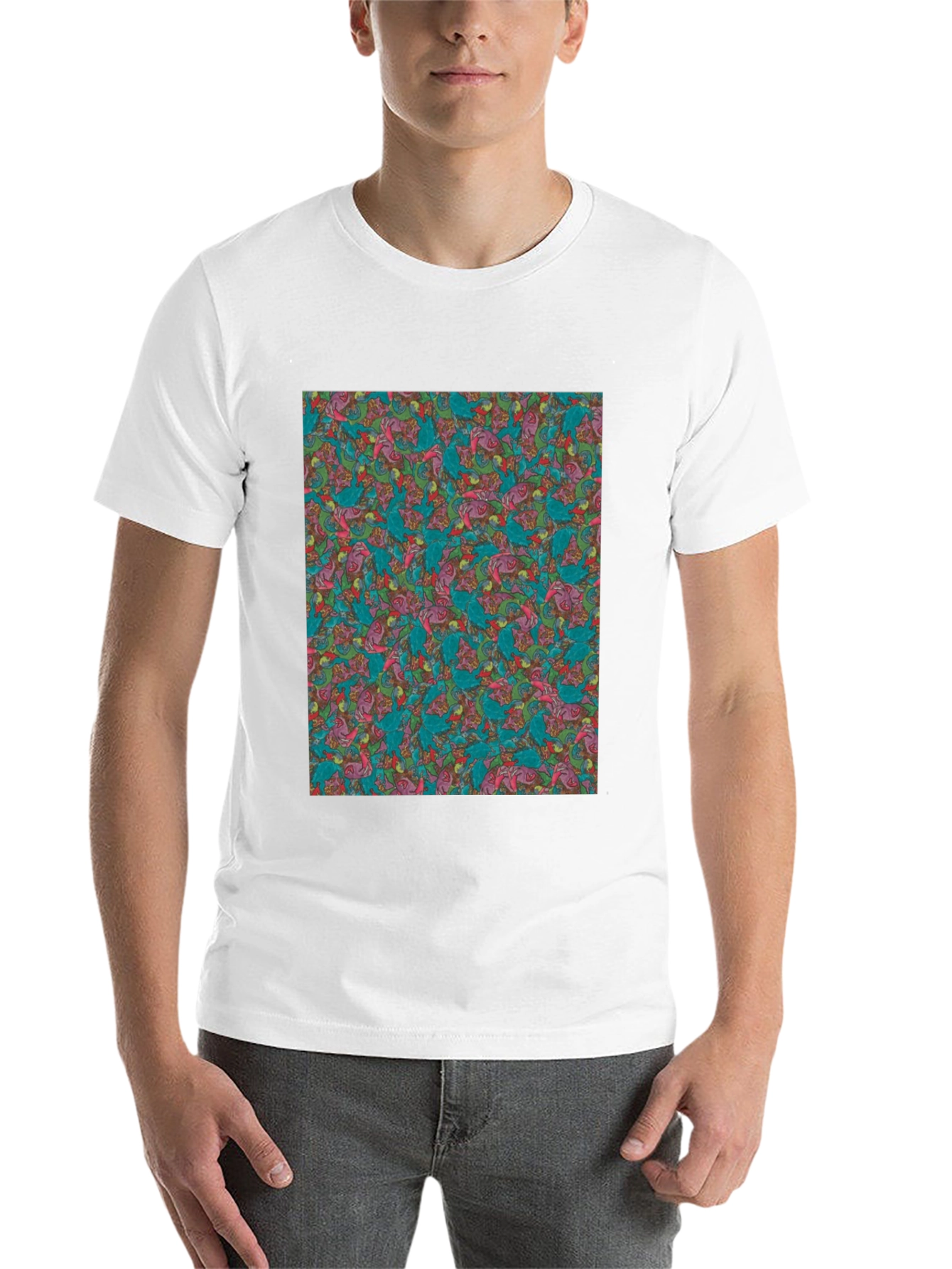 Black Patterned Men's Black T-Shirt view 14