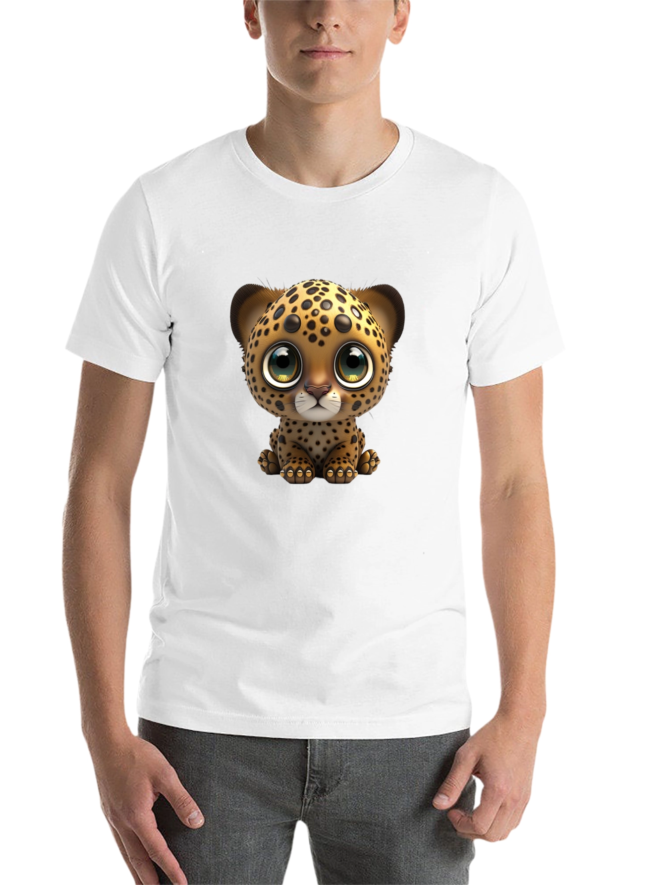 Black Cute Leopard Cub Graphic Tee - Soft Cotton Blend view 14