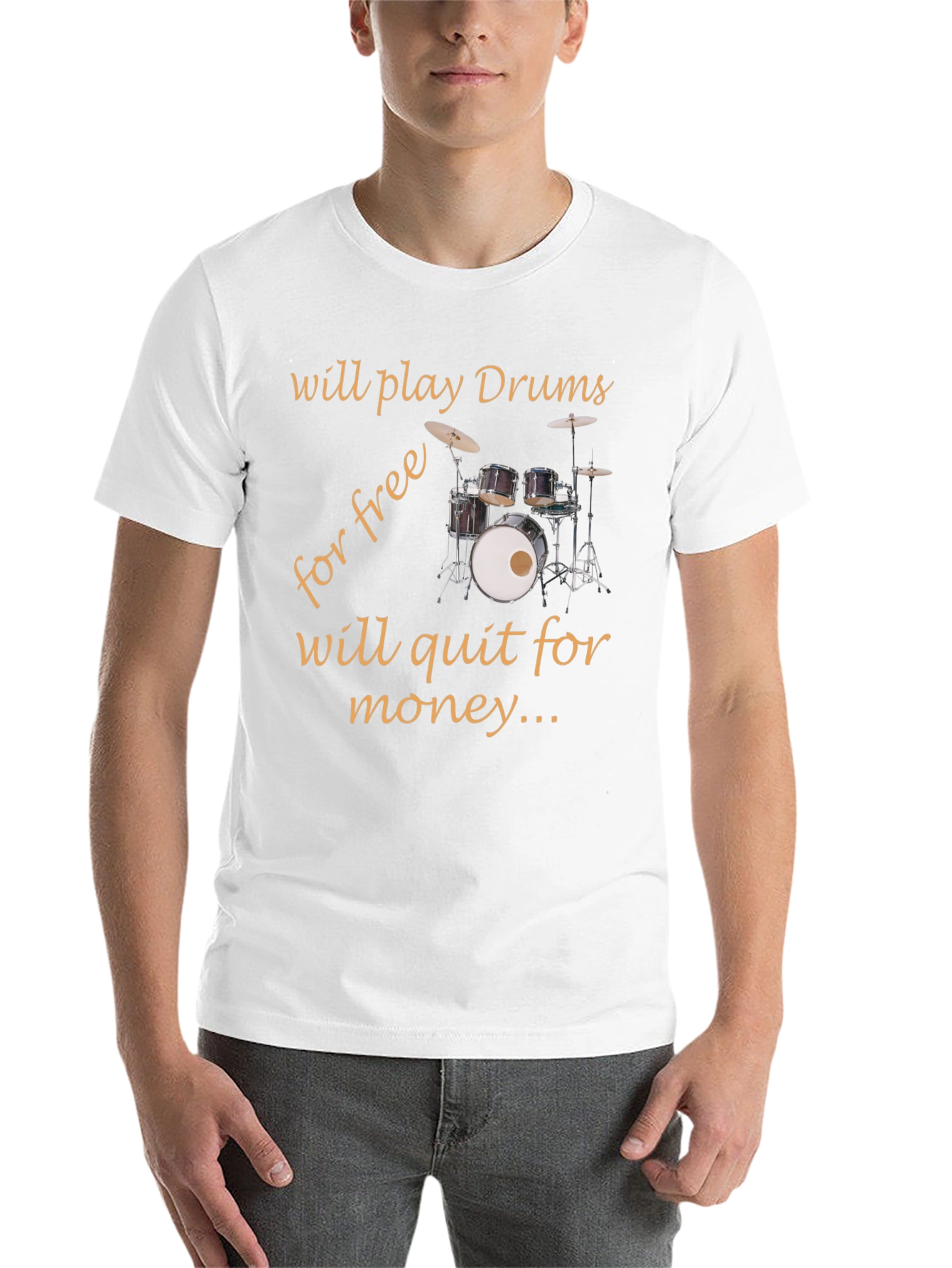 Black Funny Drummer T-Shirt - Play Drums Free, Quit For Money view 14