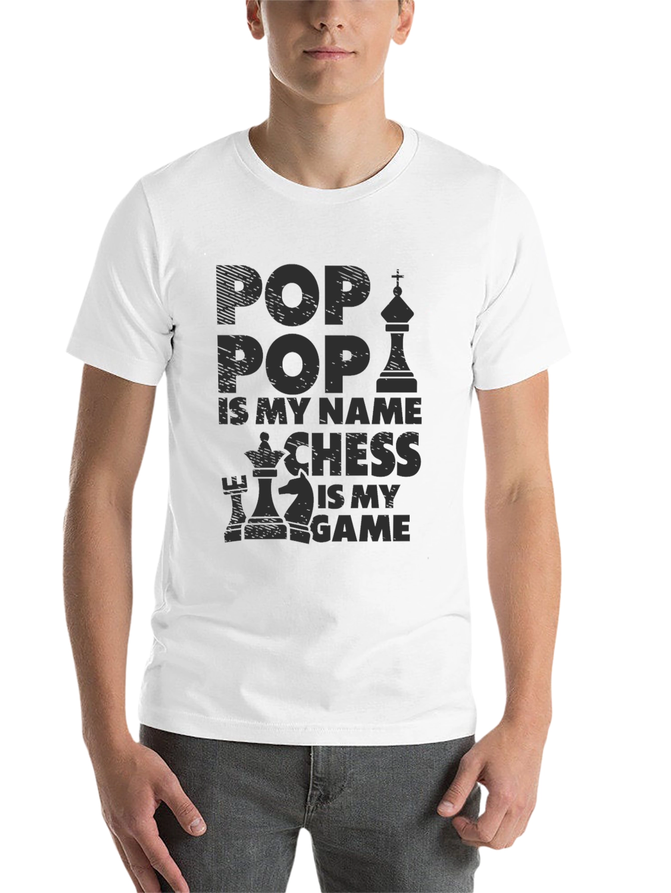 Black Pop Pop Chess Game T-Shirt view 14