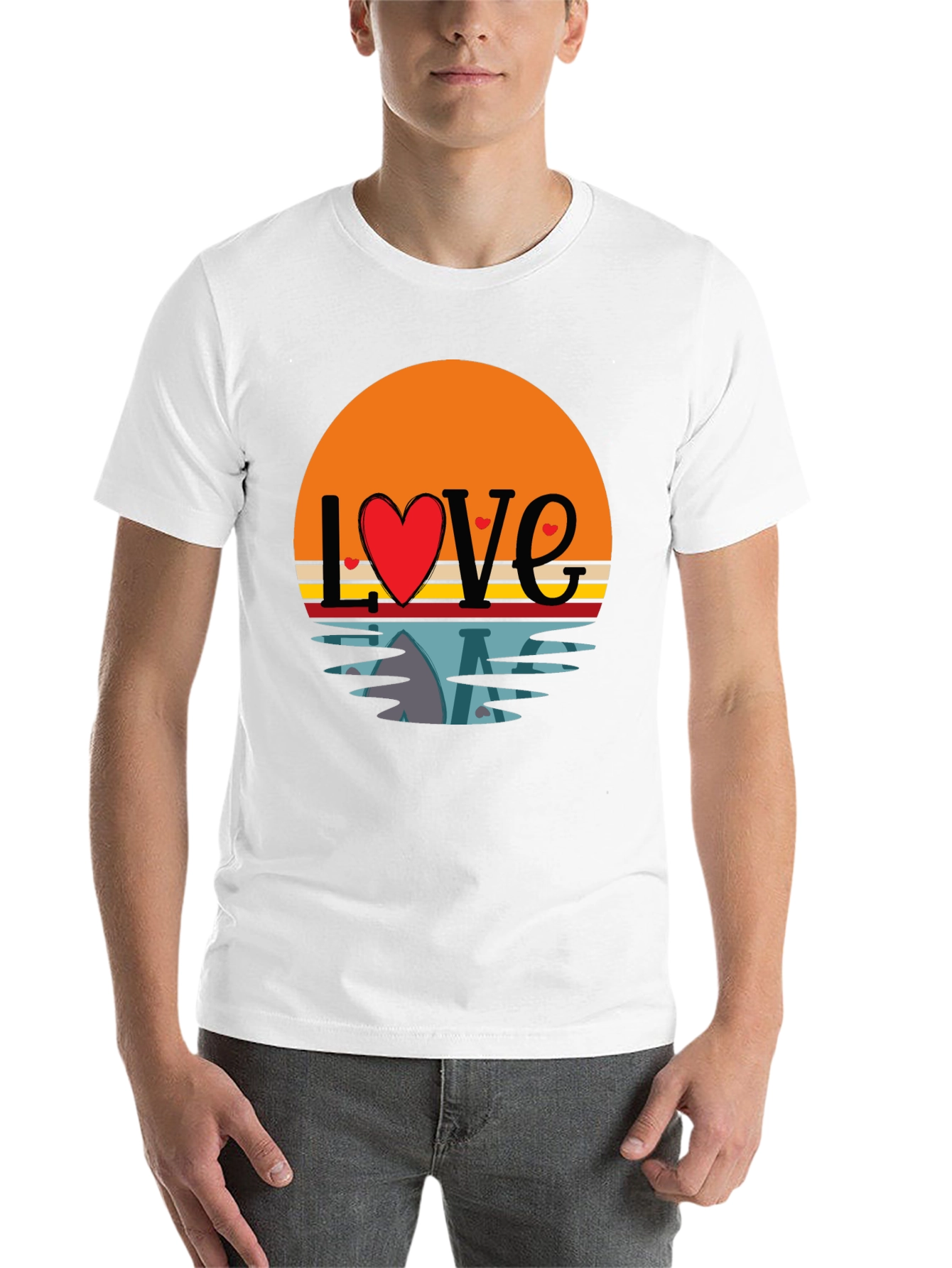 Black Retro Love Sunset Graphic T-Shirt view 14