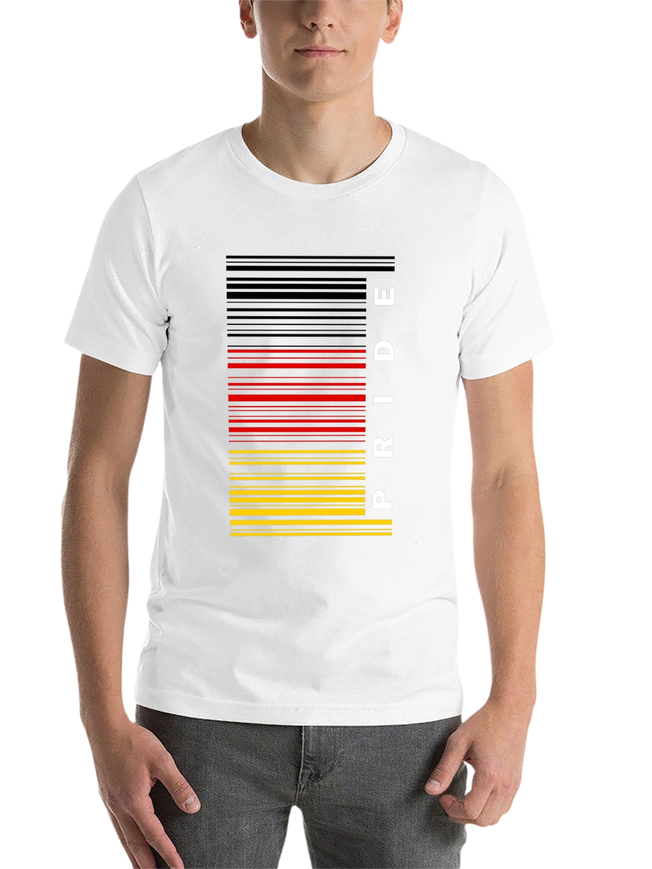 Pride Barcode T-Shirt - Black German Flag Colors - 14