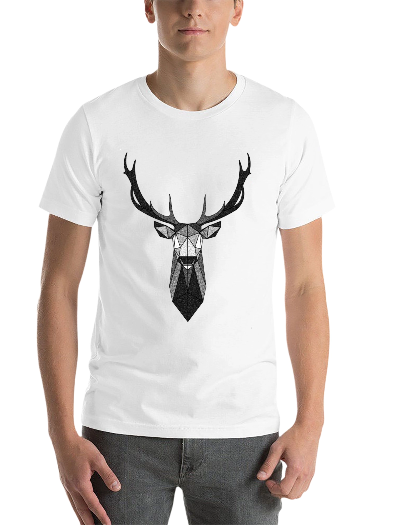 Black Geometric Deer Head Graphic T-Shirt view 14