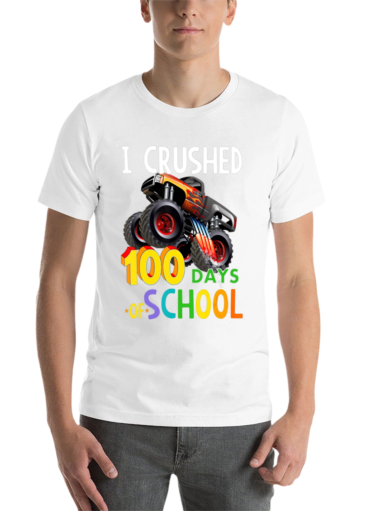 Crushed 100 Days of School Monster Truck T-Shirt - 14