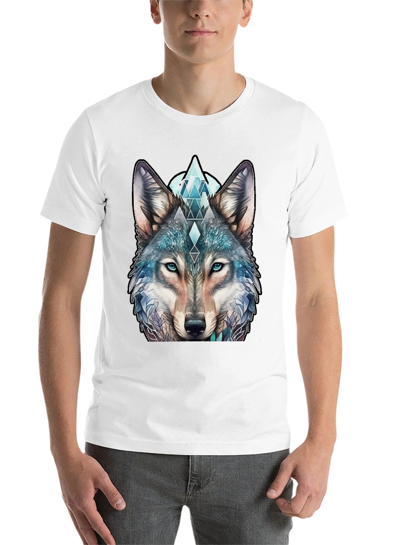 Black Wolf Graphic Tee - Geometric Design, Soft Cotton view 14
