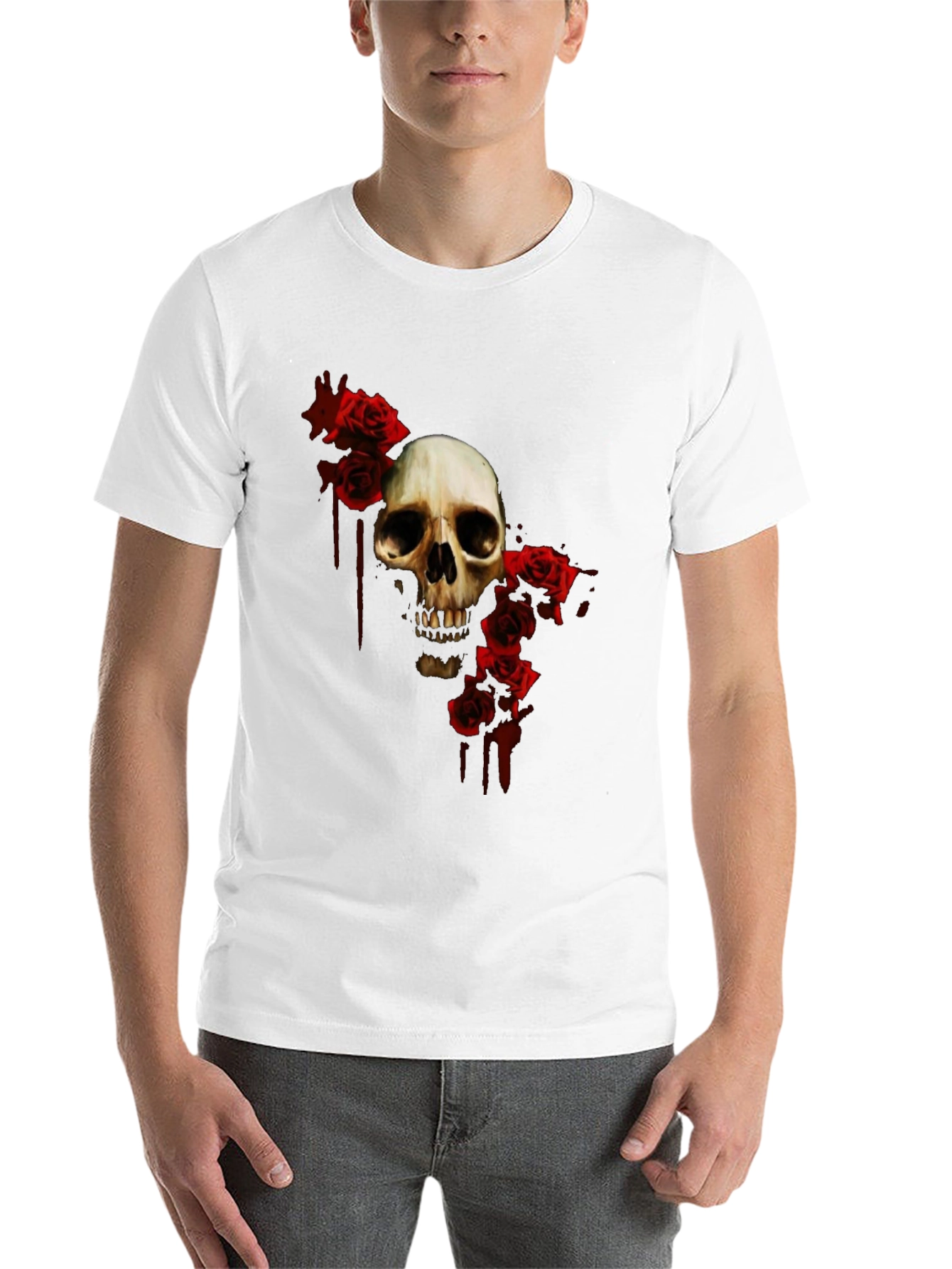 Skull and Roses Graphic T-Shirt - Gothic Style - 14
