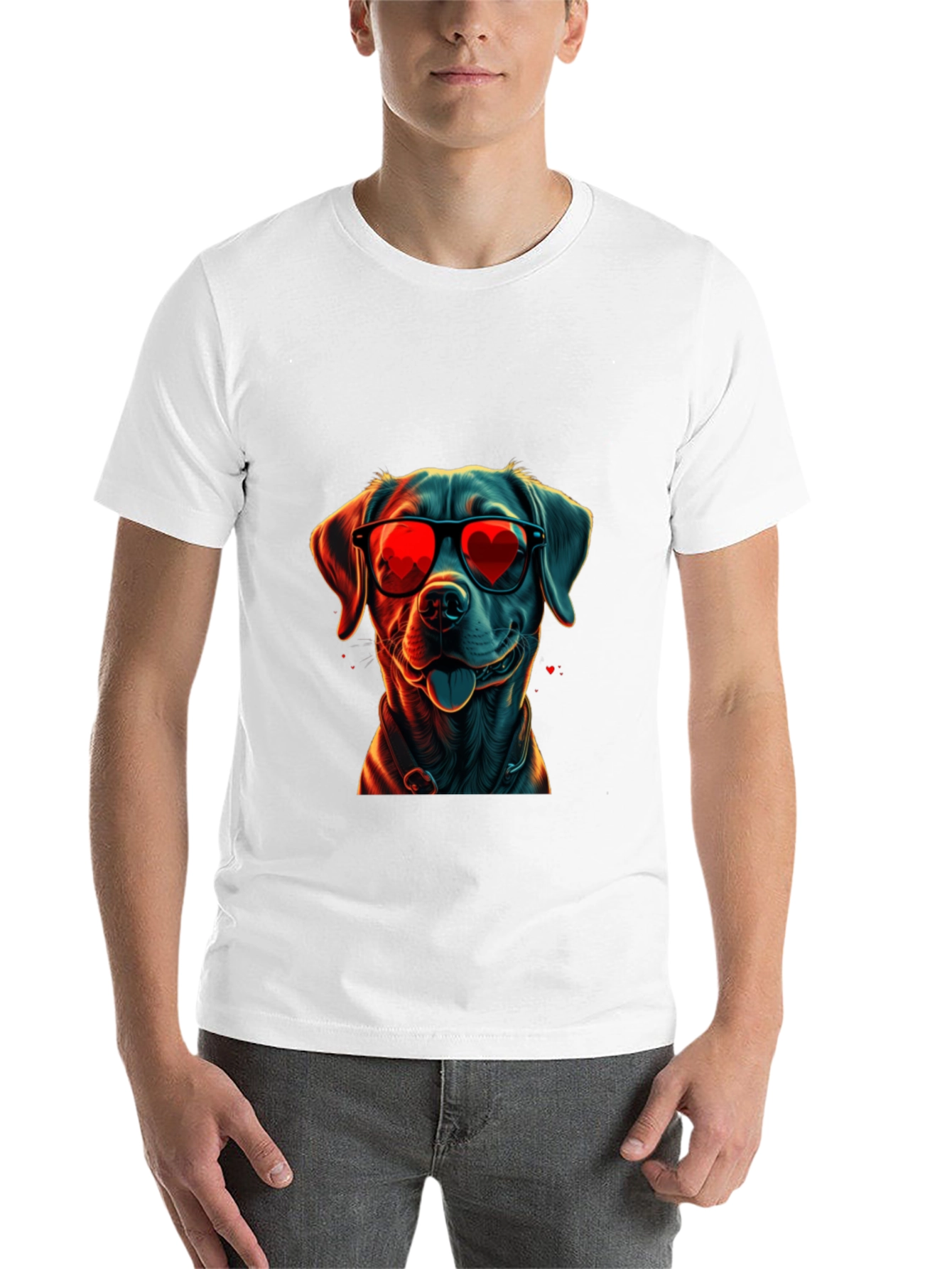 Black Dog with Heart Sunglasses Graphic Tee view 14