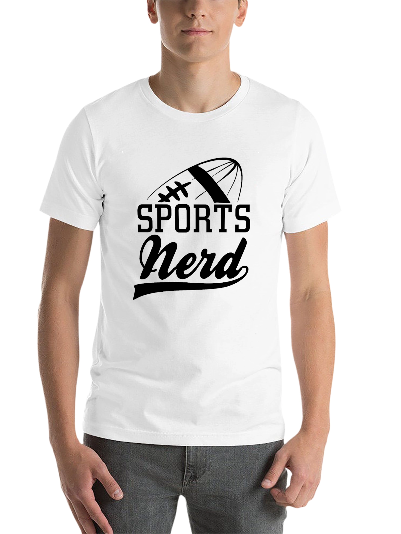 Black Sports Nerd Graphic T-Shirt - Black Cotton Tee view 14