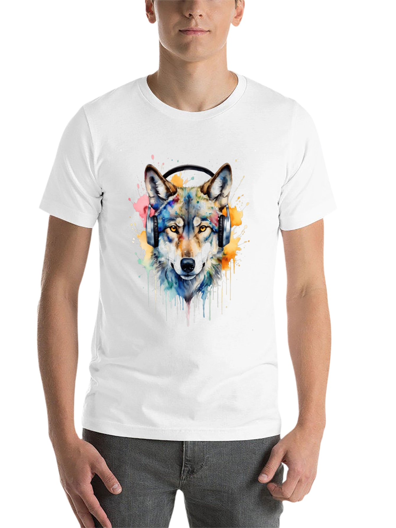 Black Wolf Headphone Graphic Tee view 14