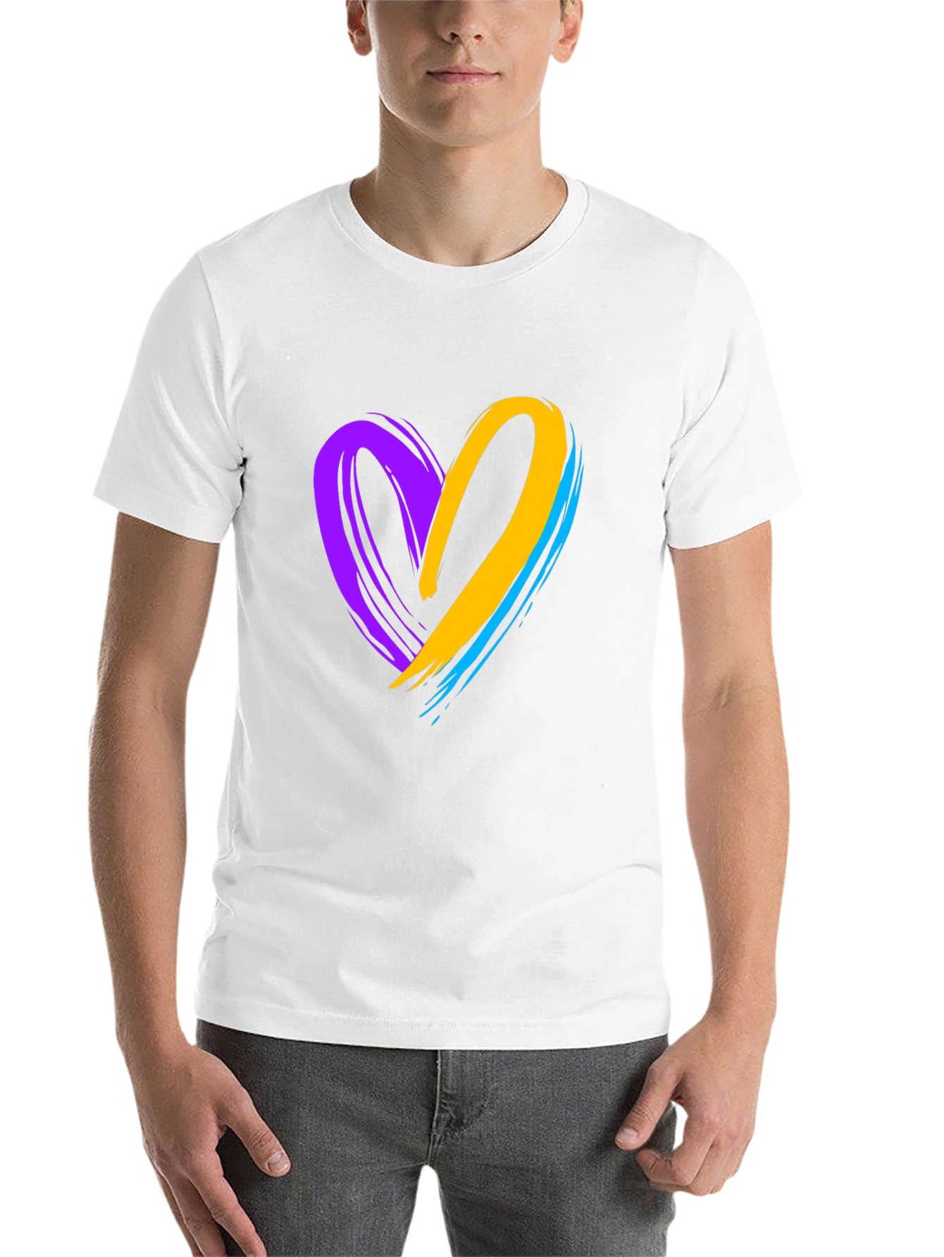 Brush Stroke Heart Graphic Tee - Casual Black T-Shirt - 14