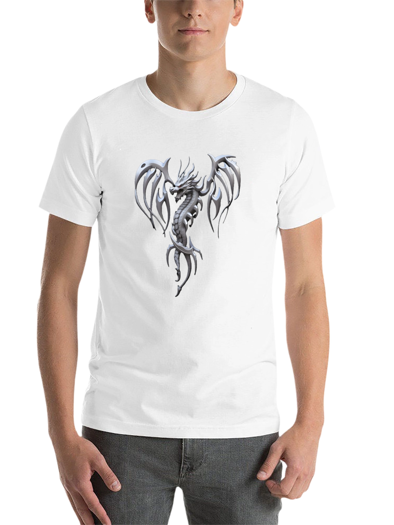Dragon Graphic Print Men's Black T-Shirt - 14