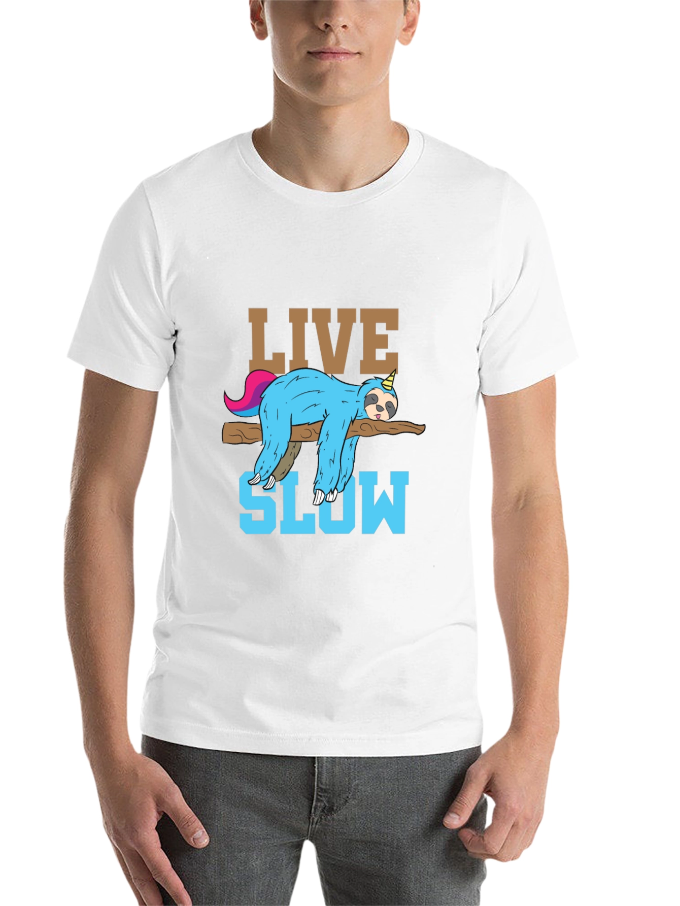 Black Live Slow Sloth T-Shirt - Relaxed Unisex Tee view 14