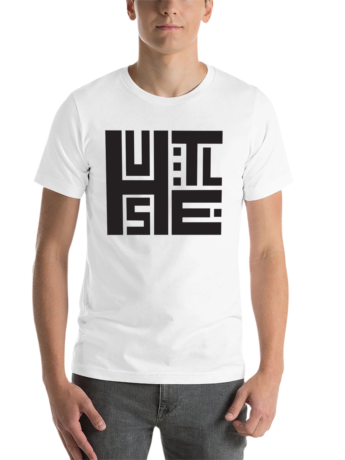Black Geometric Word Art Black T-Shirt view 14