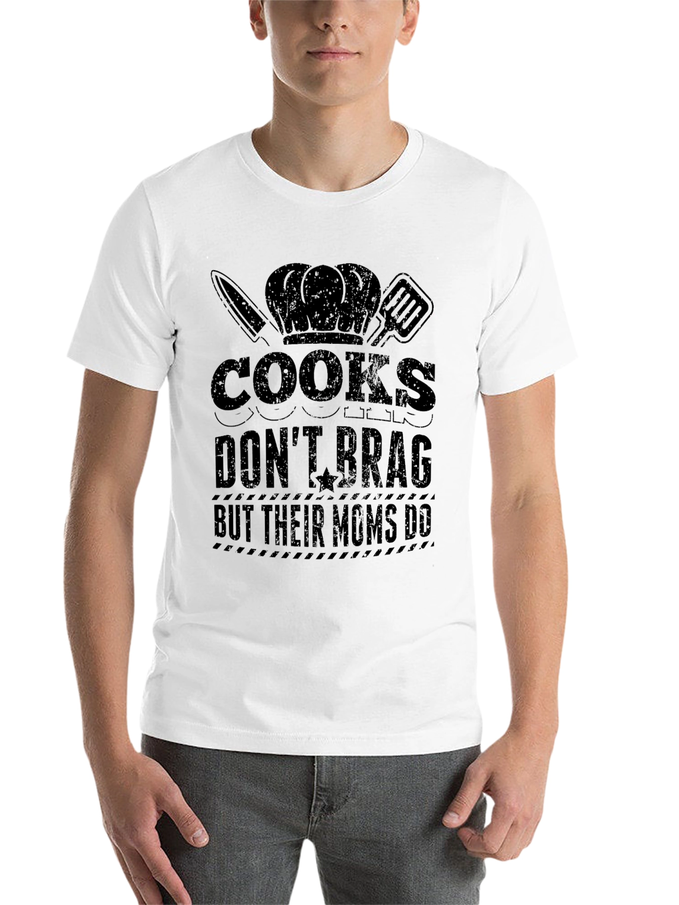 Black Cooks Don't Brag Funny Graphic T-Shirt view 14