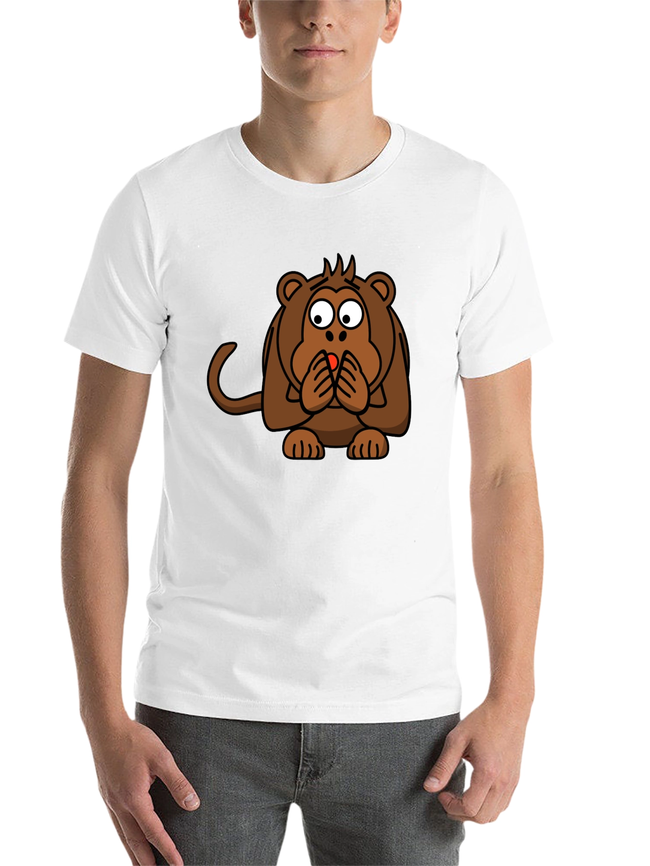 Black Funny Monkey Graphic T-Shirt - Black Crew Neck view 14