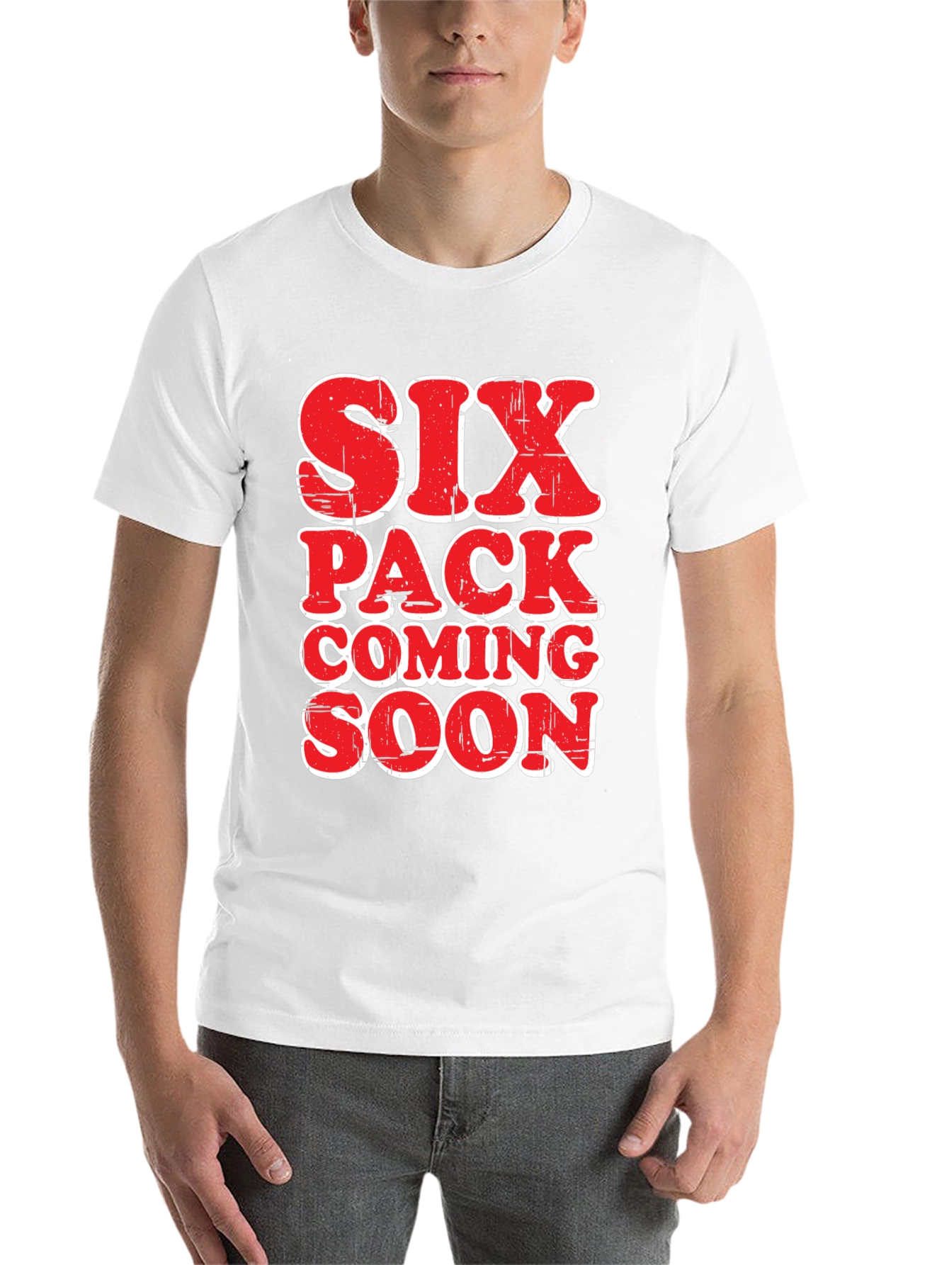 Black Six Pack Coming Soon Funny Men's T-Shirt view 14