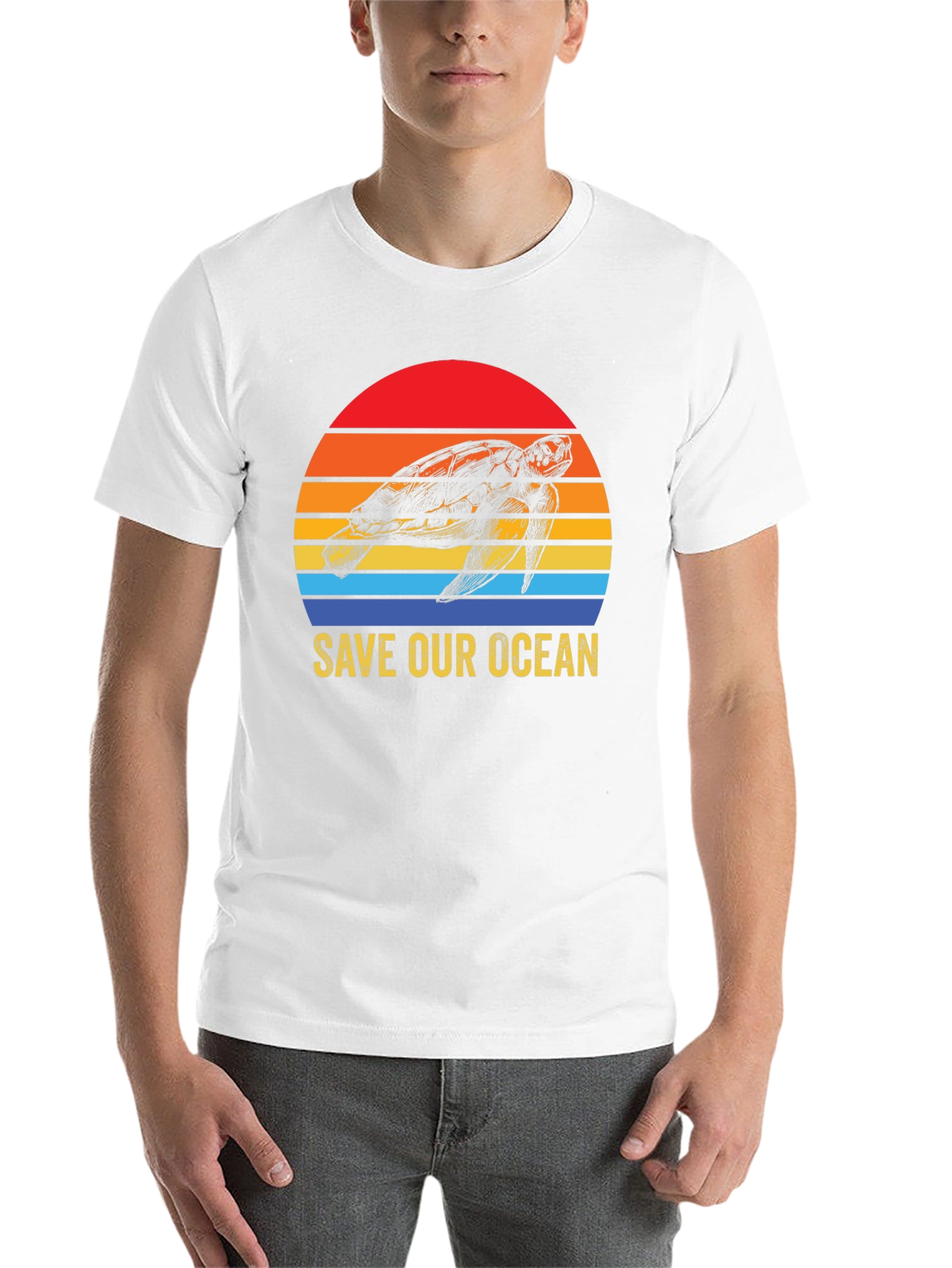Black Save Our Ocean Turtle Graphic T-Shirt view 14