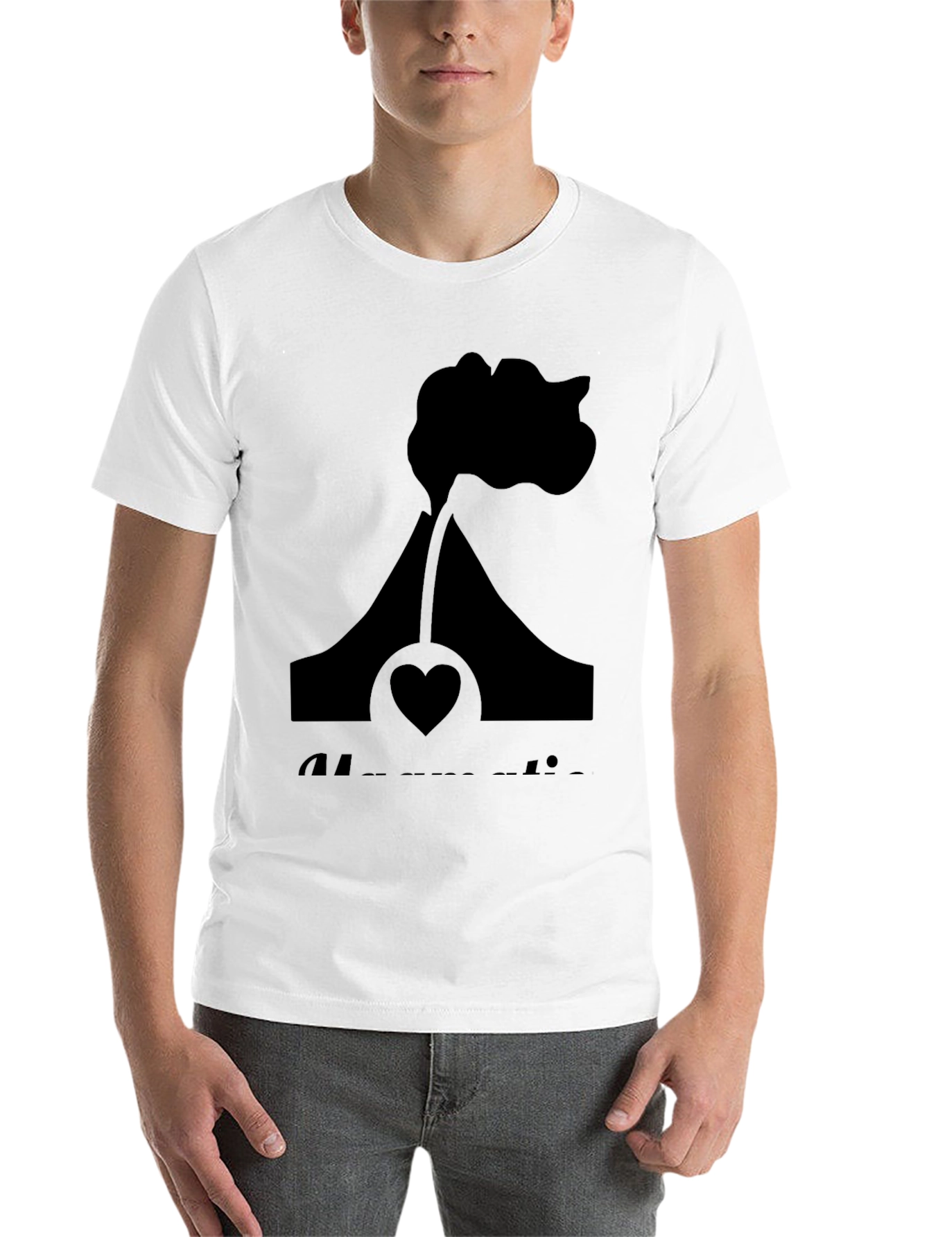 Black Volcano Heart Graphic Tee - Black Casual Shirt view 14