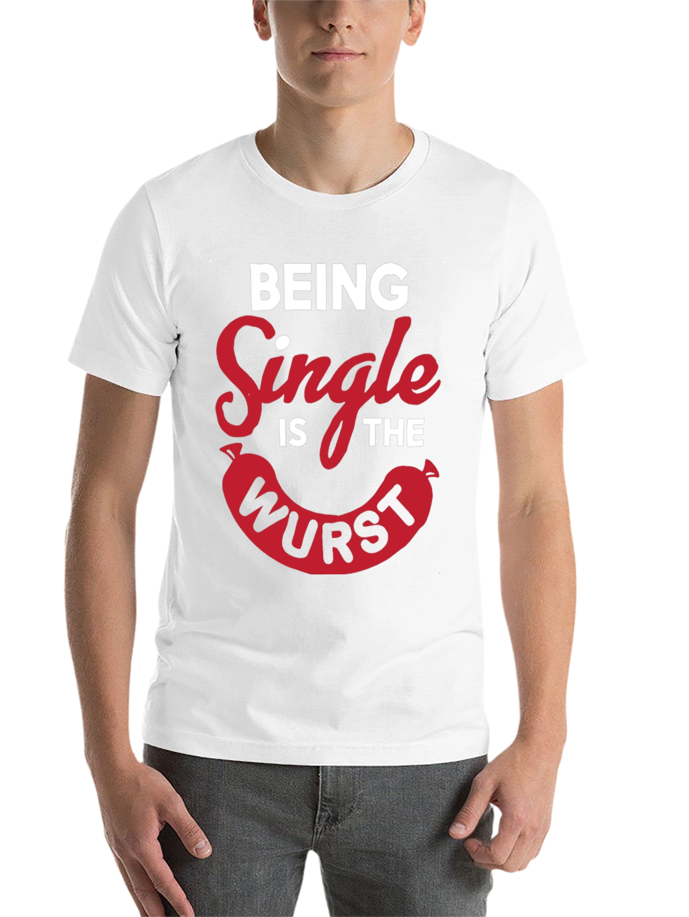 Black Being Single Is The Wurst Novelty T-Shirt view 14