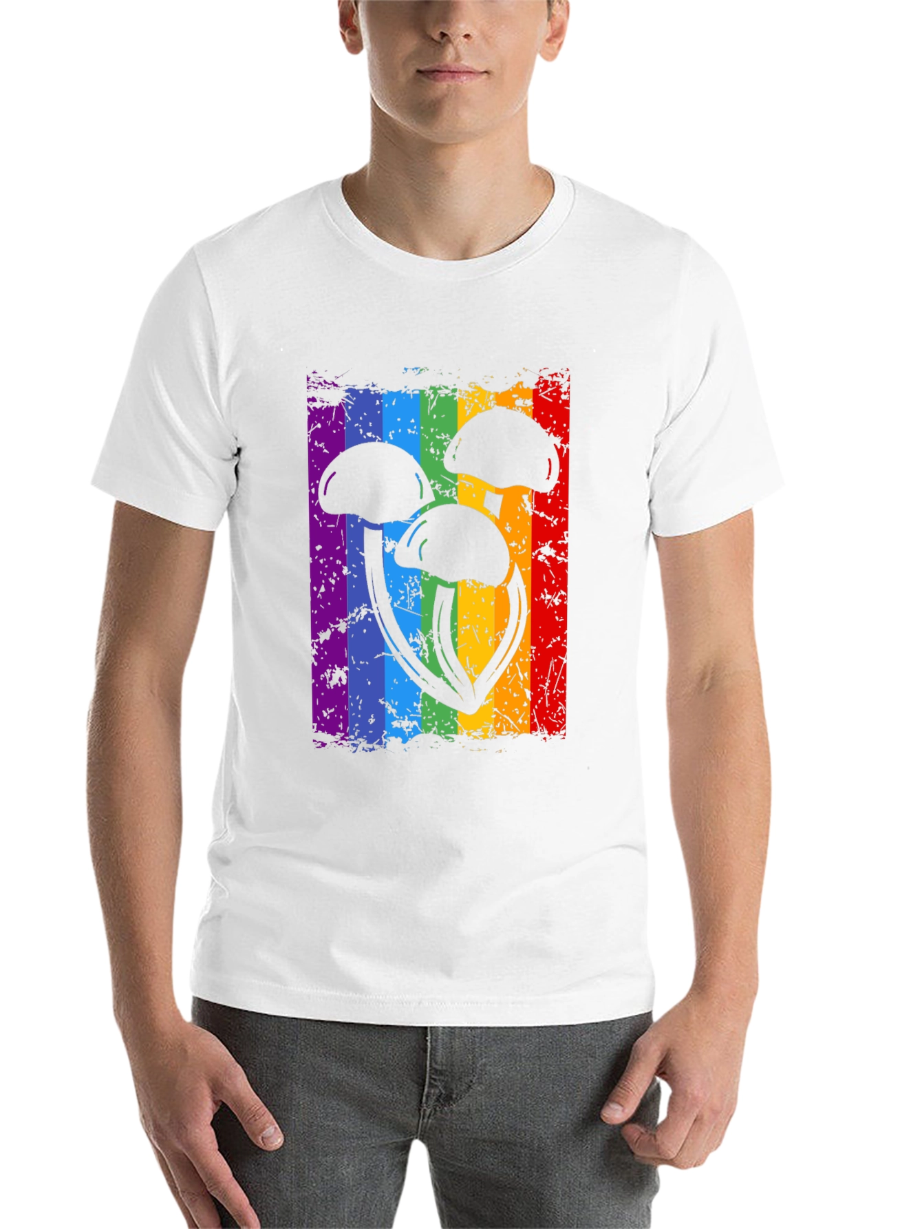 Black Rainbow Mushroom Graphic Tee view 14