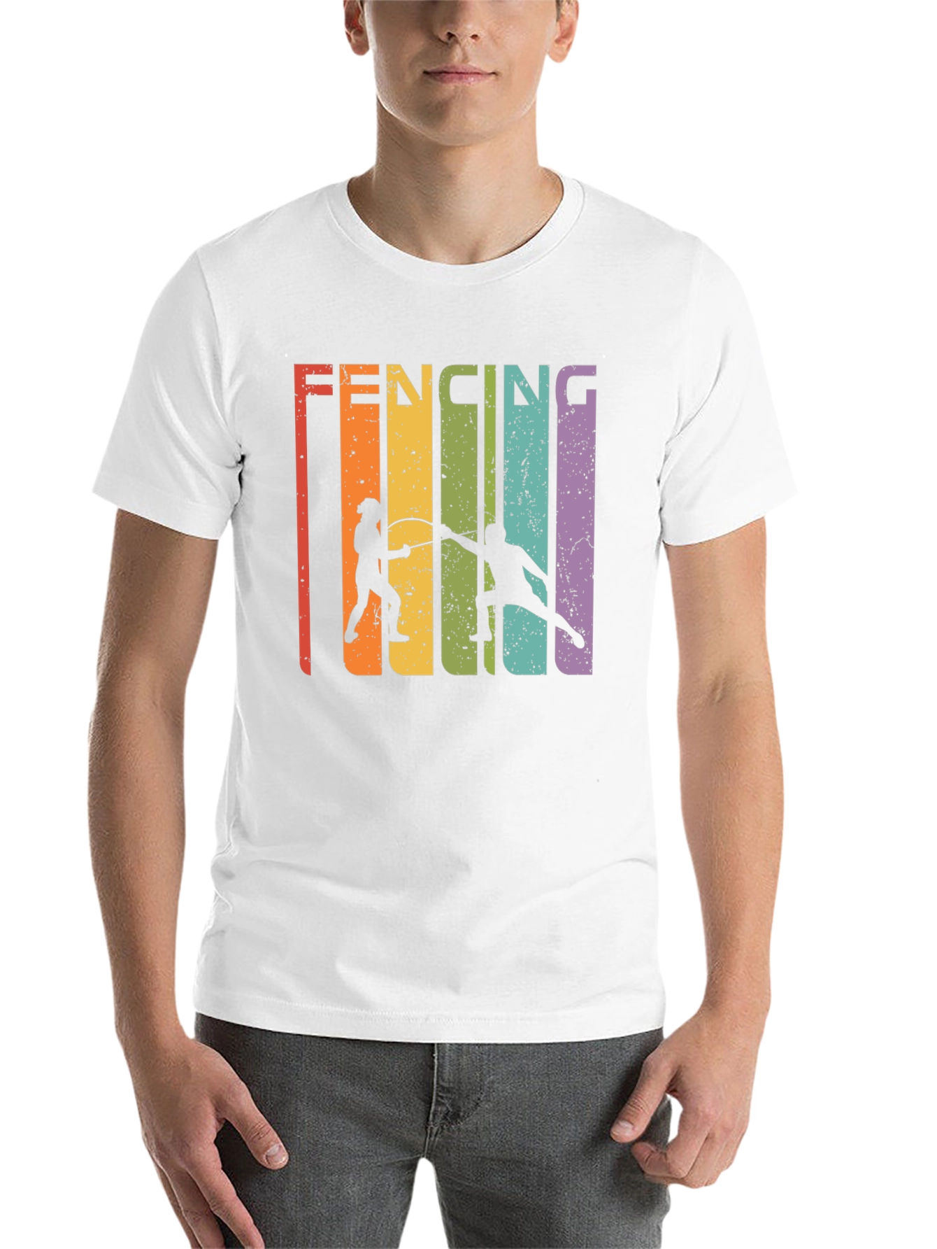 Black Retro Fencing Graphic T-Shirt view 14