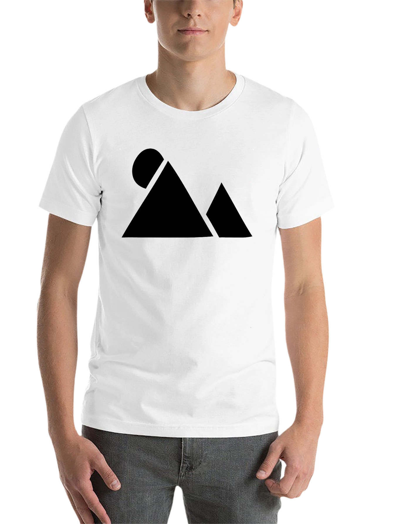 Black Geometric Mountain Black T-Shirt - Adventure Style view 14