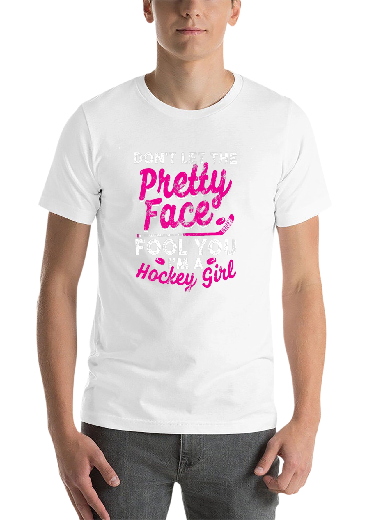 Black Hockey Girl T-Shirt - Don't Let The Pretty Face Fool You view 14