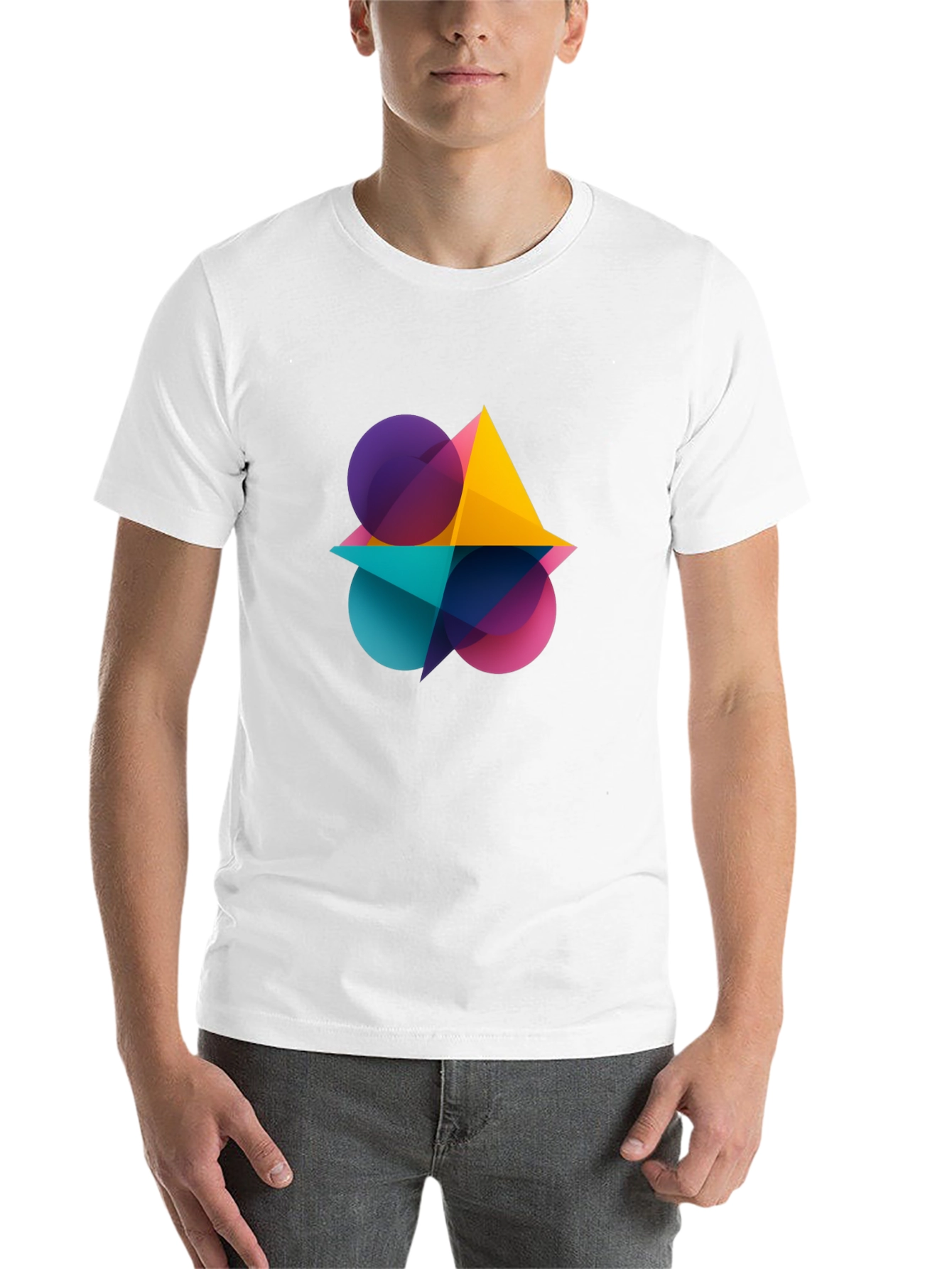 Black Abstract Geometric Design Black T-Shirt view 14