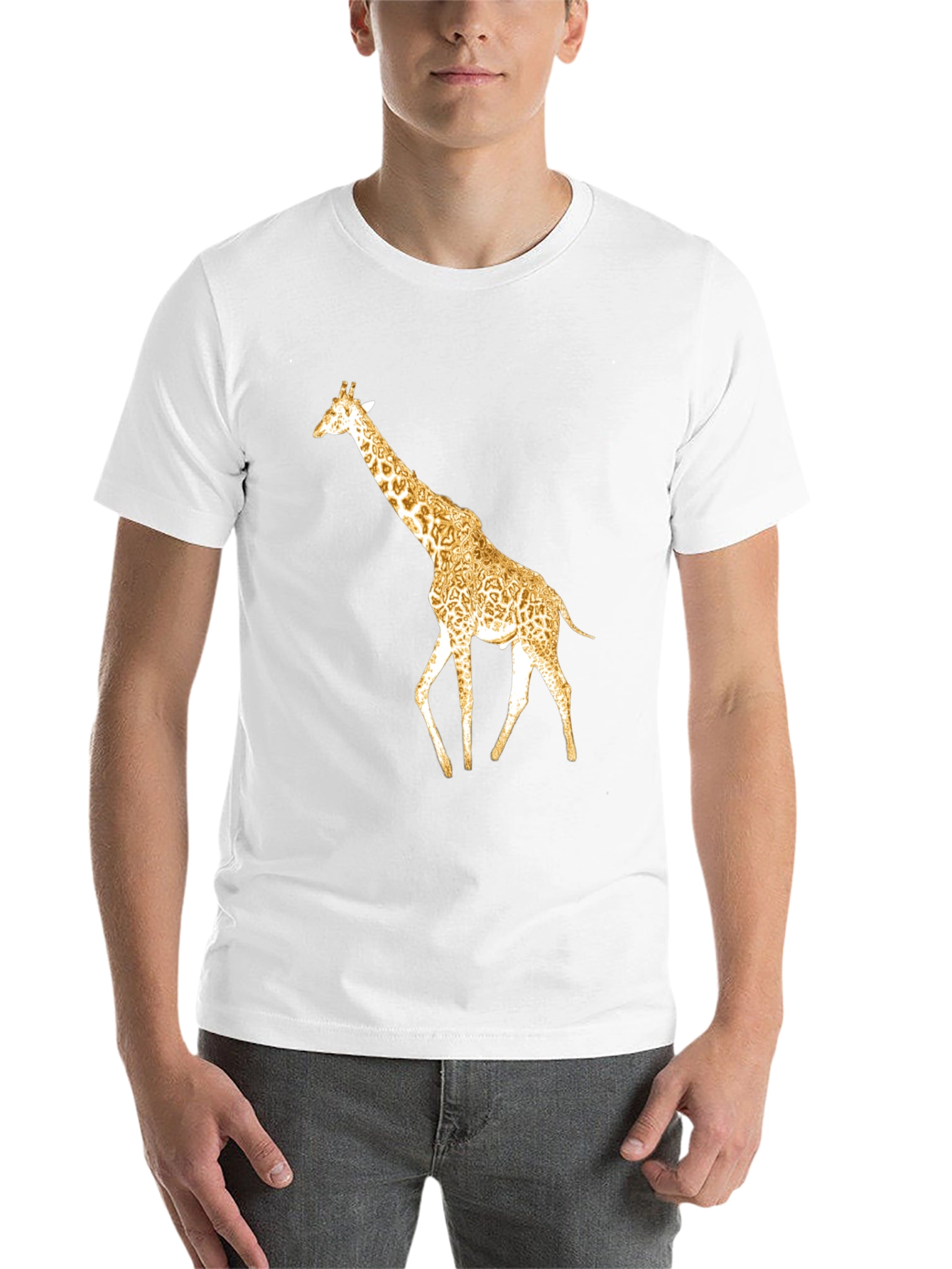 Black Stylish Giraffe Print Black T-Shirt view 14