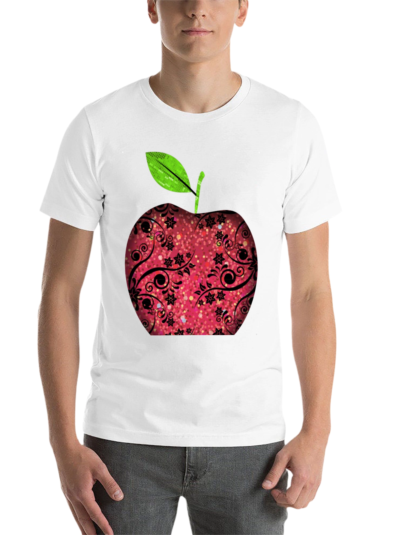 Black Apple Graphic Print Black T-Shirt view 14