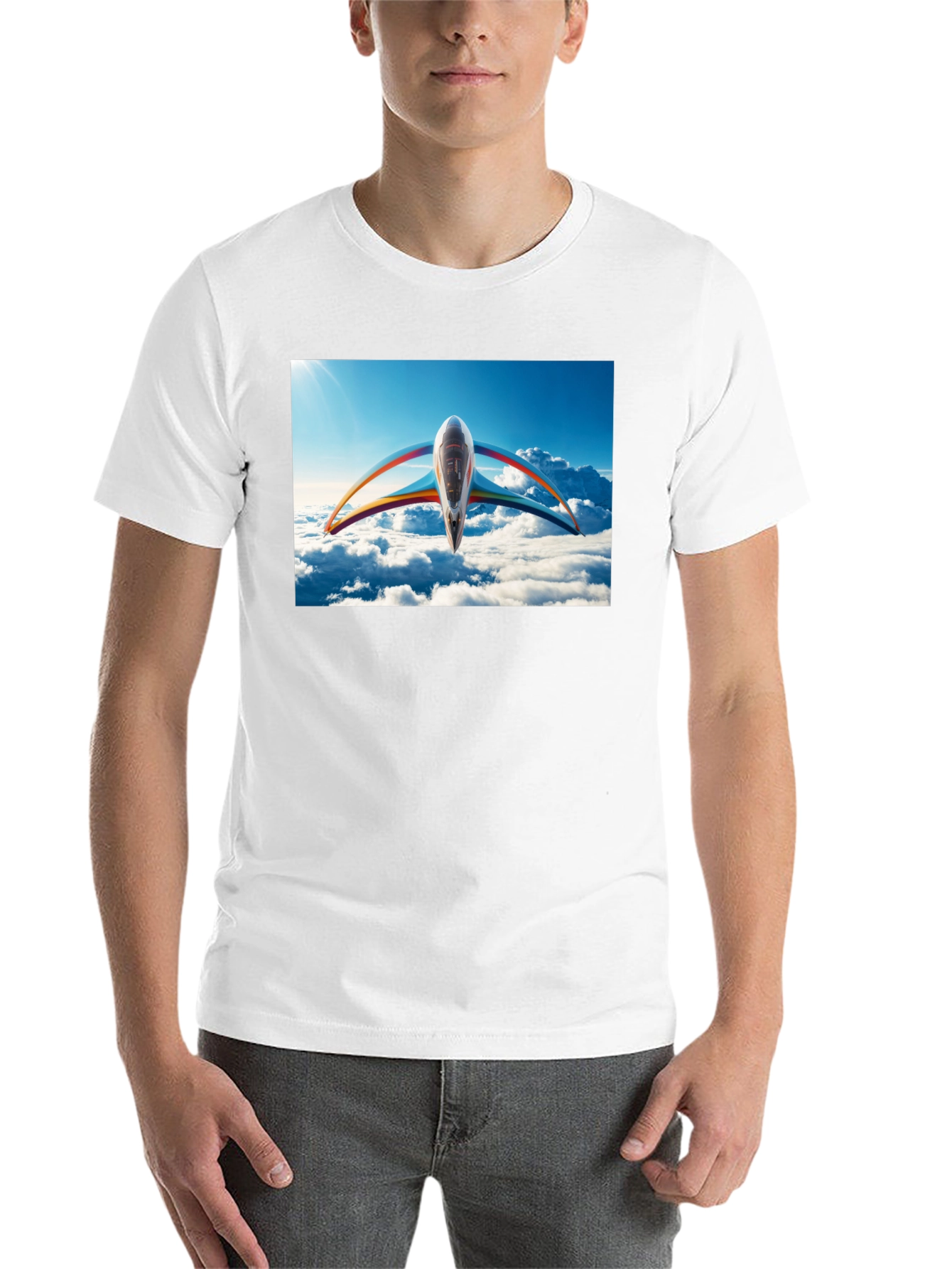 Black Futuristic Plane Graphic T-Shirt view 14