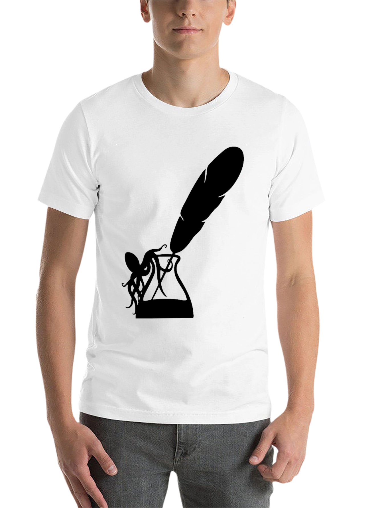 Black Octopus Quill Ink T-Shirt - Black Graphic Tee view 14