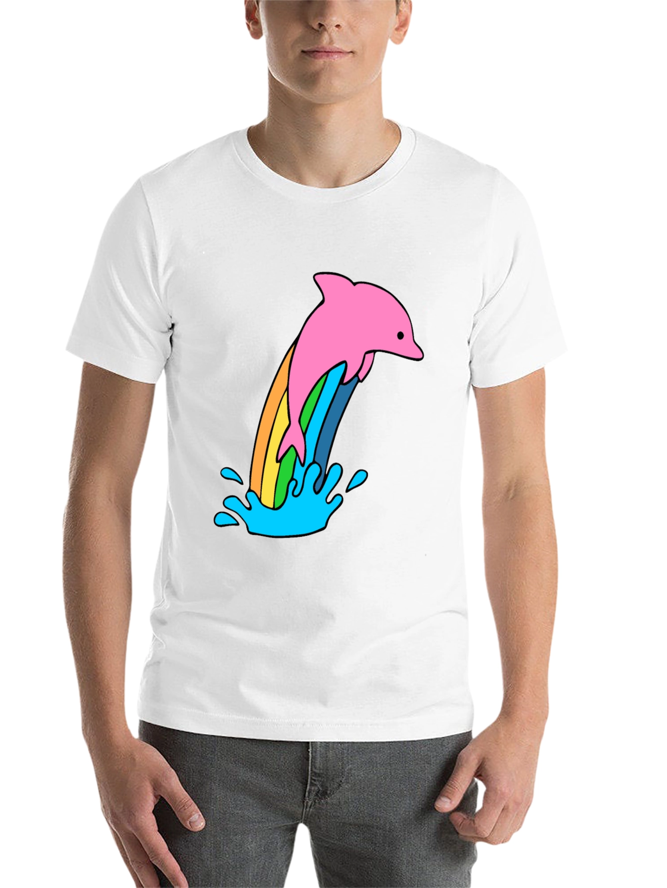 Black Rainbow Dolphin Black T-Shirt view 14