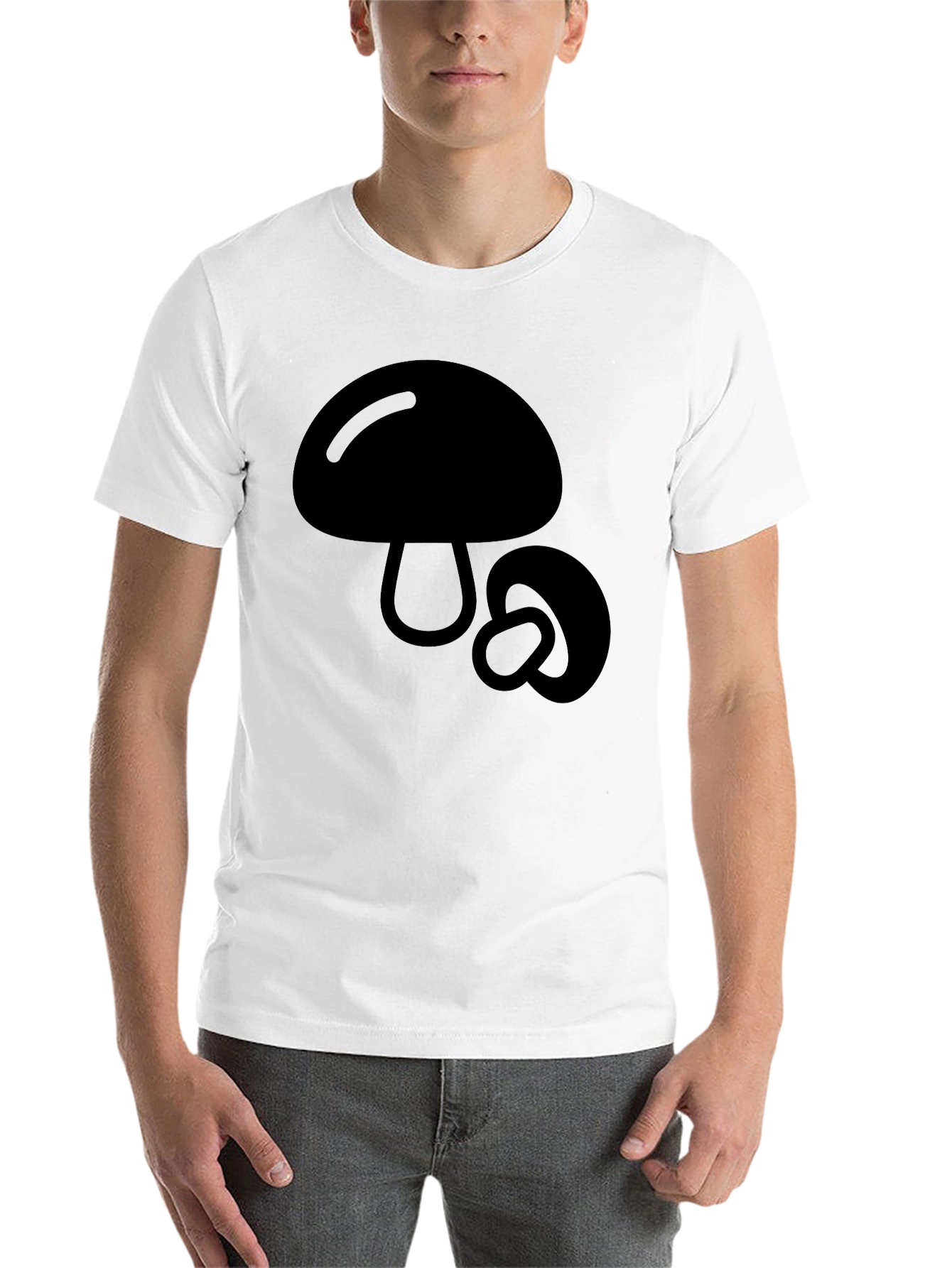 Black Mushroom Graphic Tee - Black Cotton Blend view 14