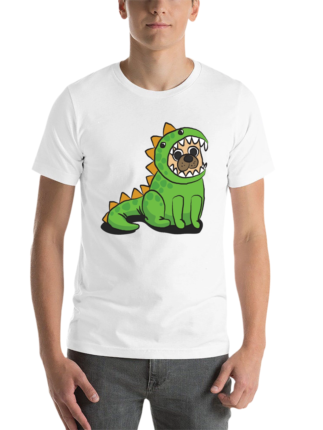 Black Pug in Dino Costume Graphic T-Shirt view 14