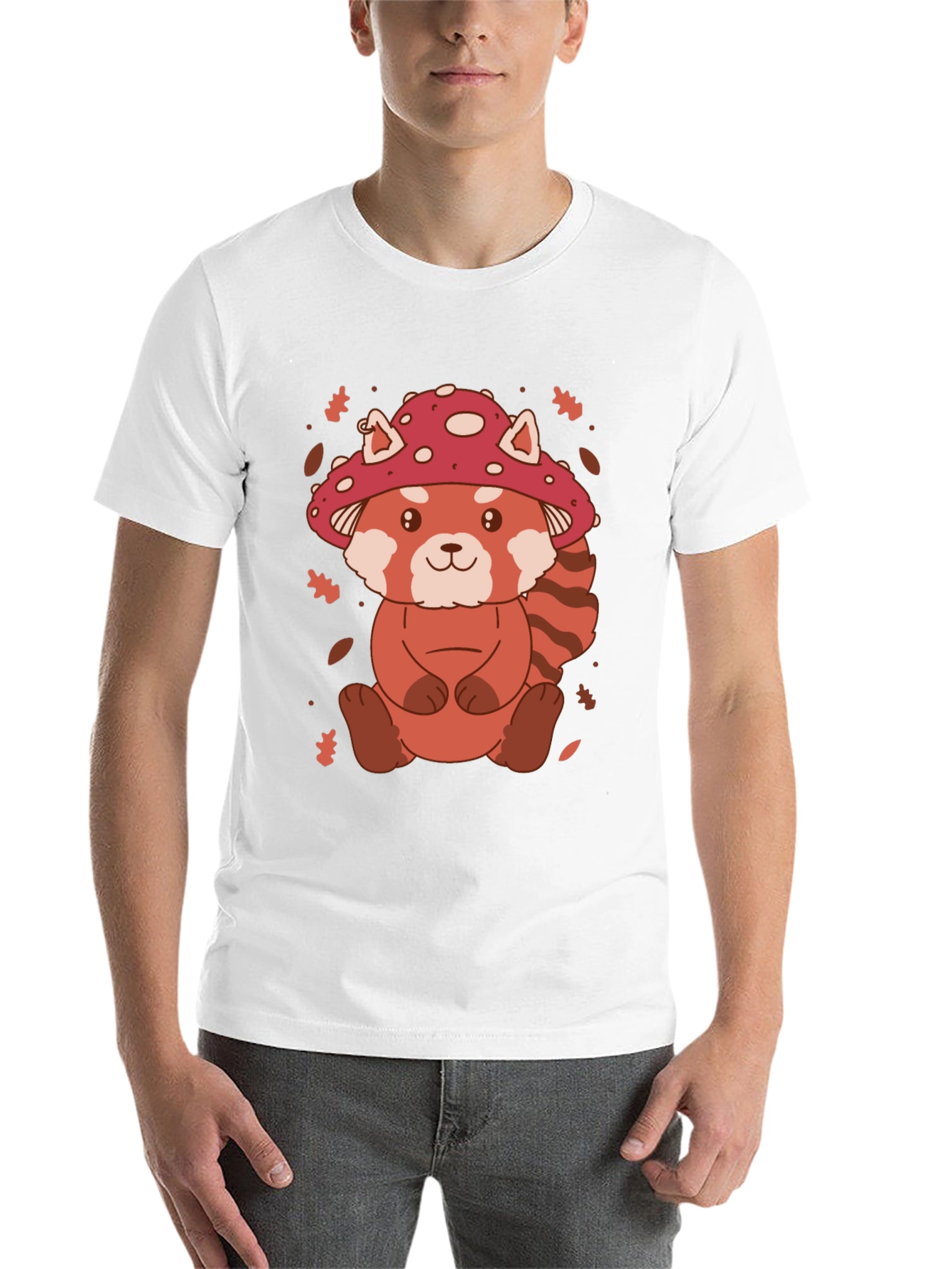 Black Mushroom Red Panda Graphic Tee view 14