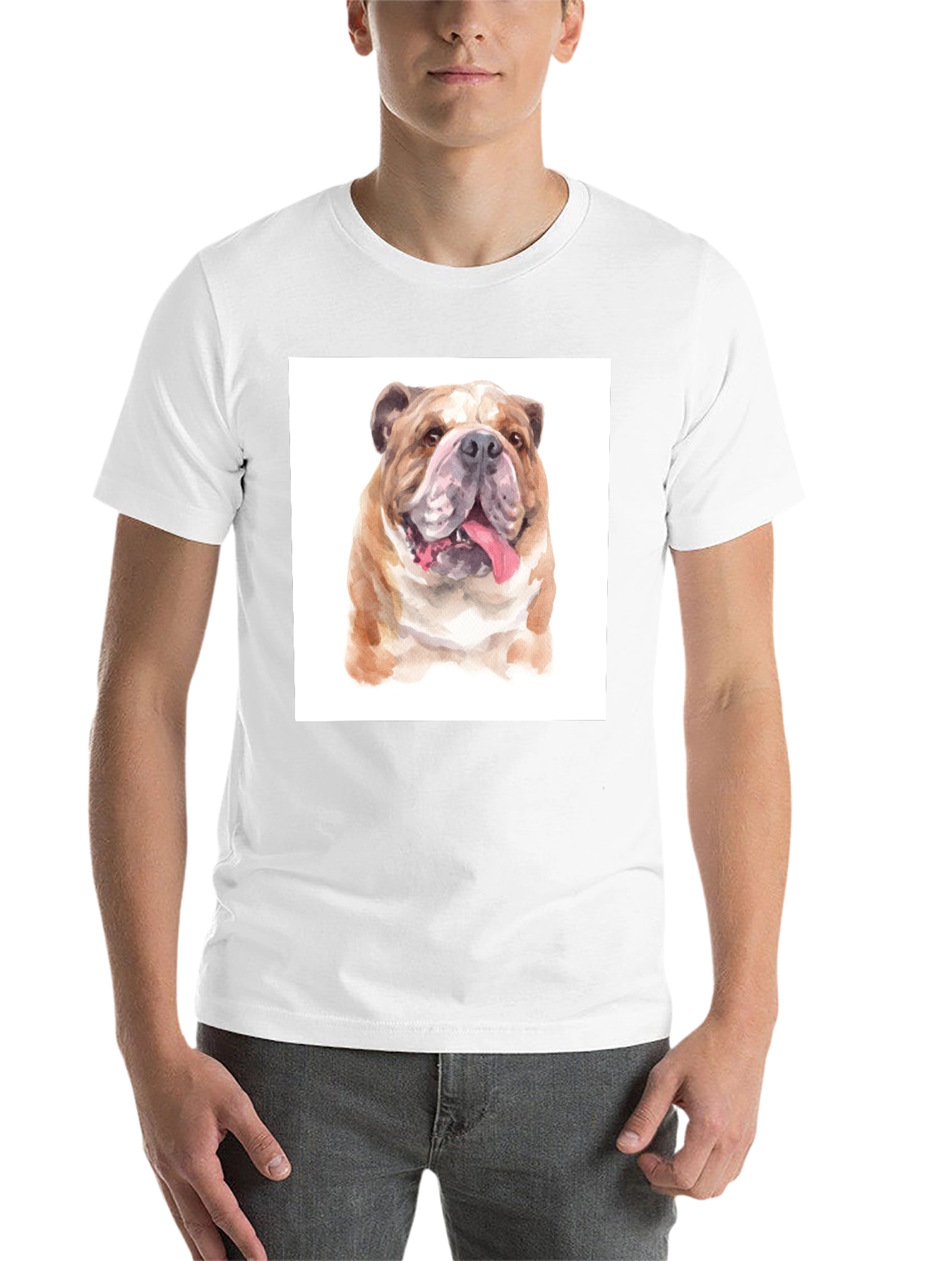 Black Bulldog Watercolor Graphic Tee - Black Cotton Blend view 14
