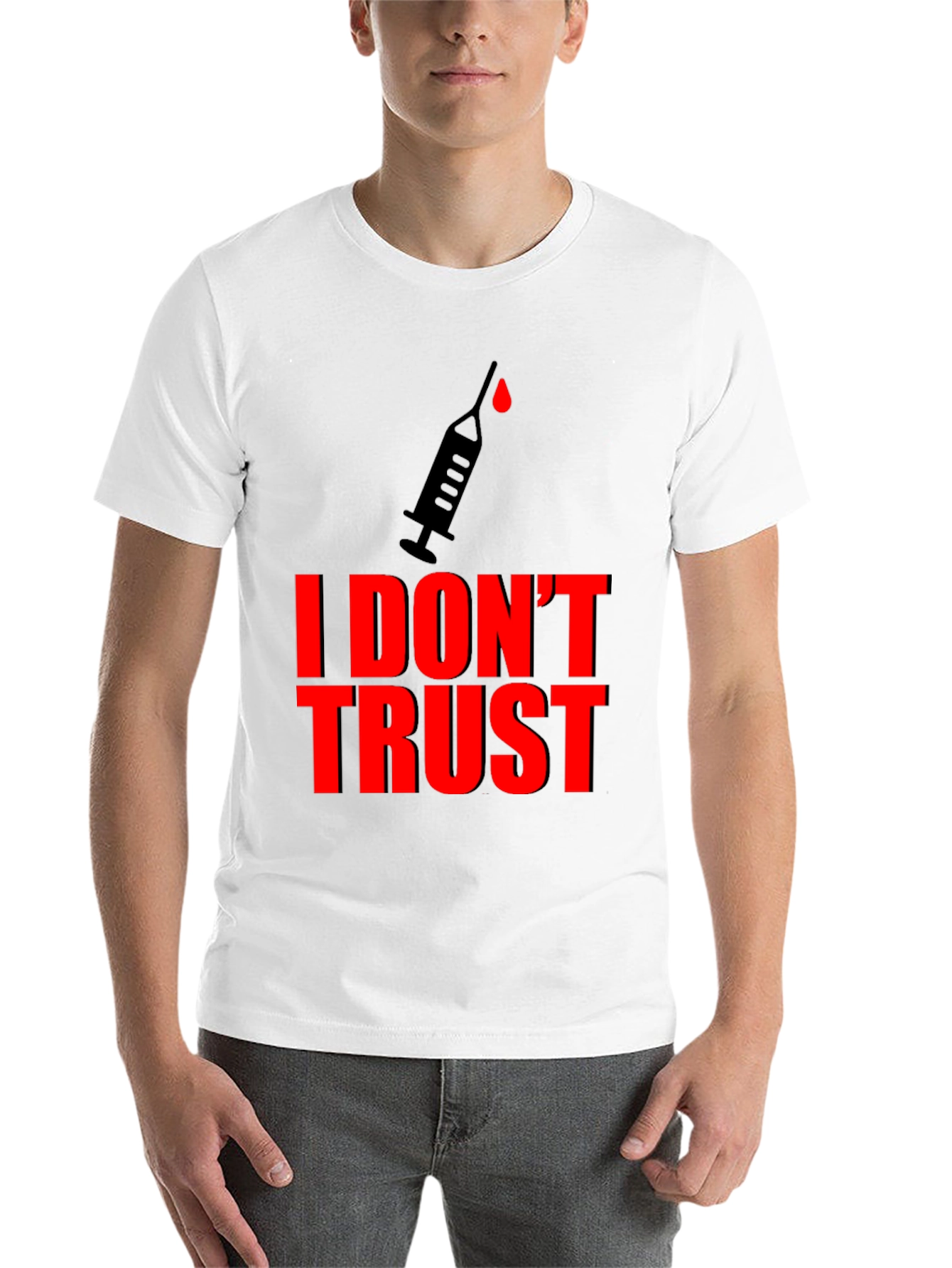 Black I Don't Trust Graphic Tee - Conspiracy Statement T-Shirt view 14