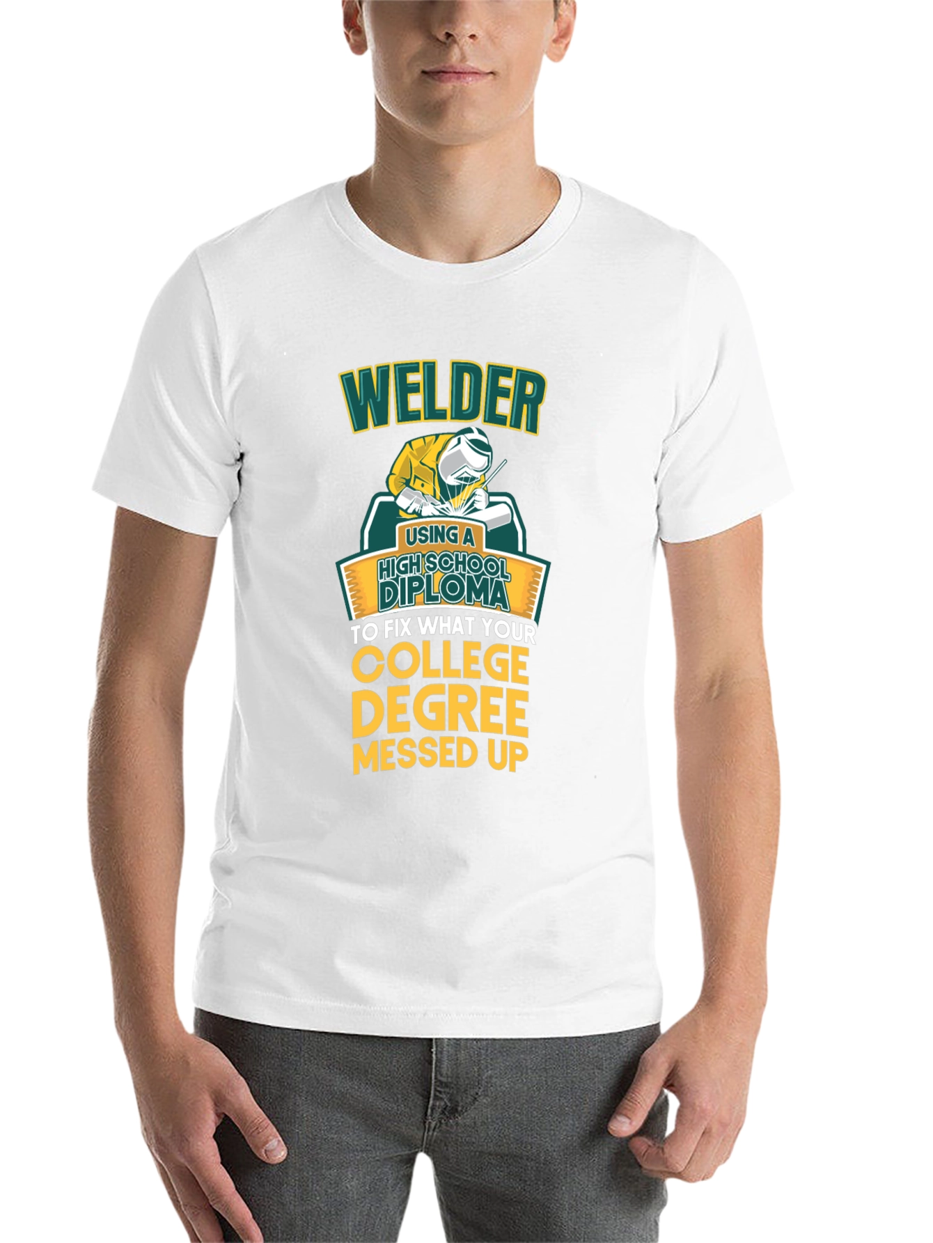 Black Welder High School Diploma Funny Black T-Shirt view 14