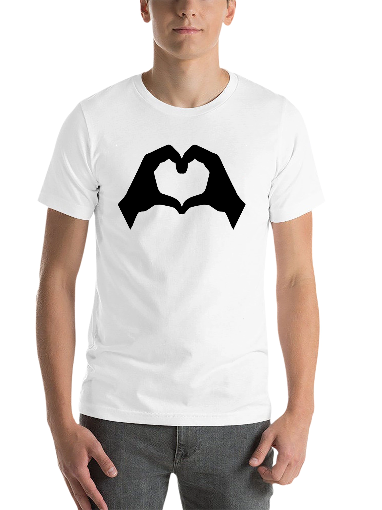 Black Heart Hands Graphic Tee - Modern Black T-Shirt view 14