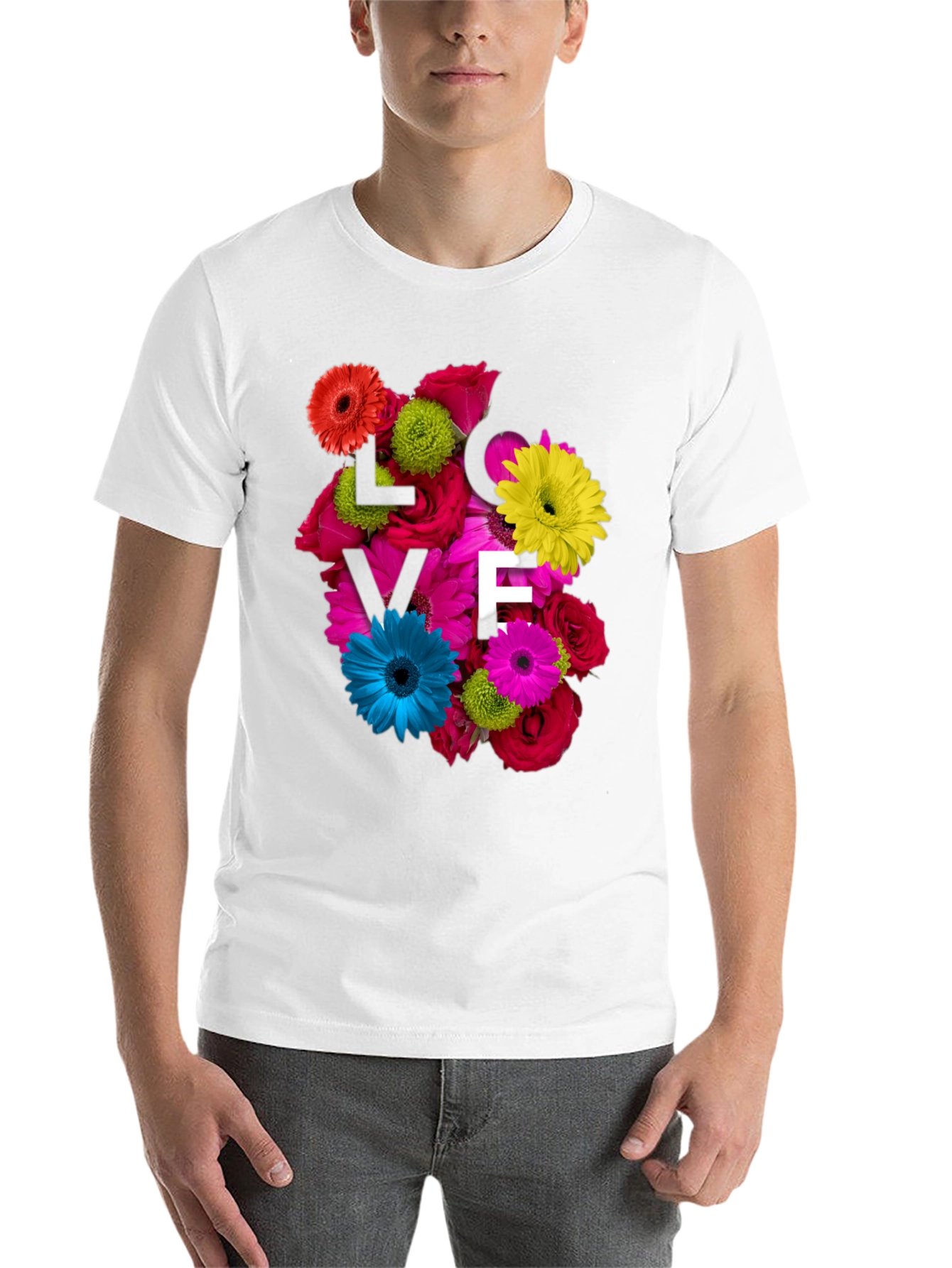 Black Floral Love T-Shirt - Unique Design view 14