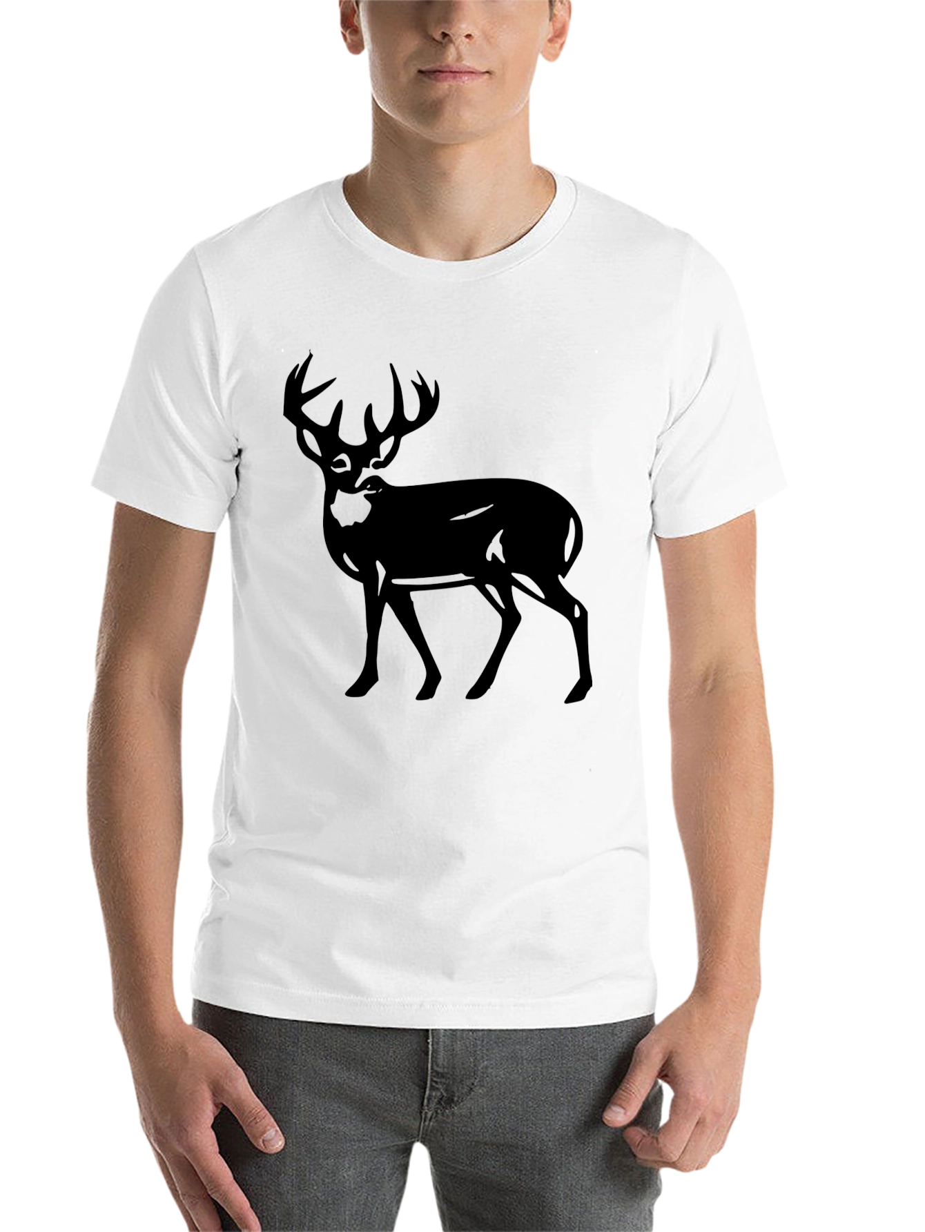 Black Men's Deer Graphic Black T-Shirt view 14
